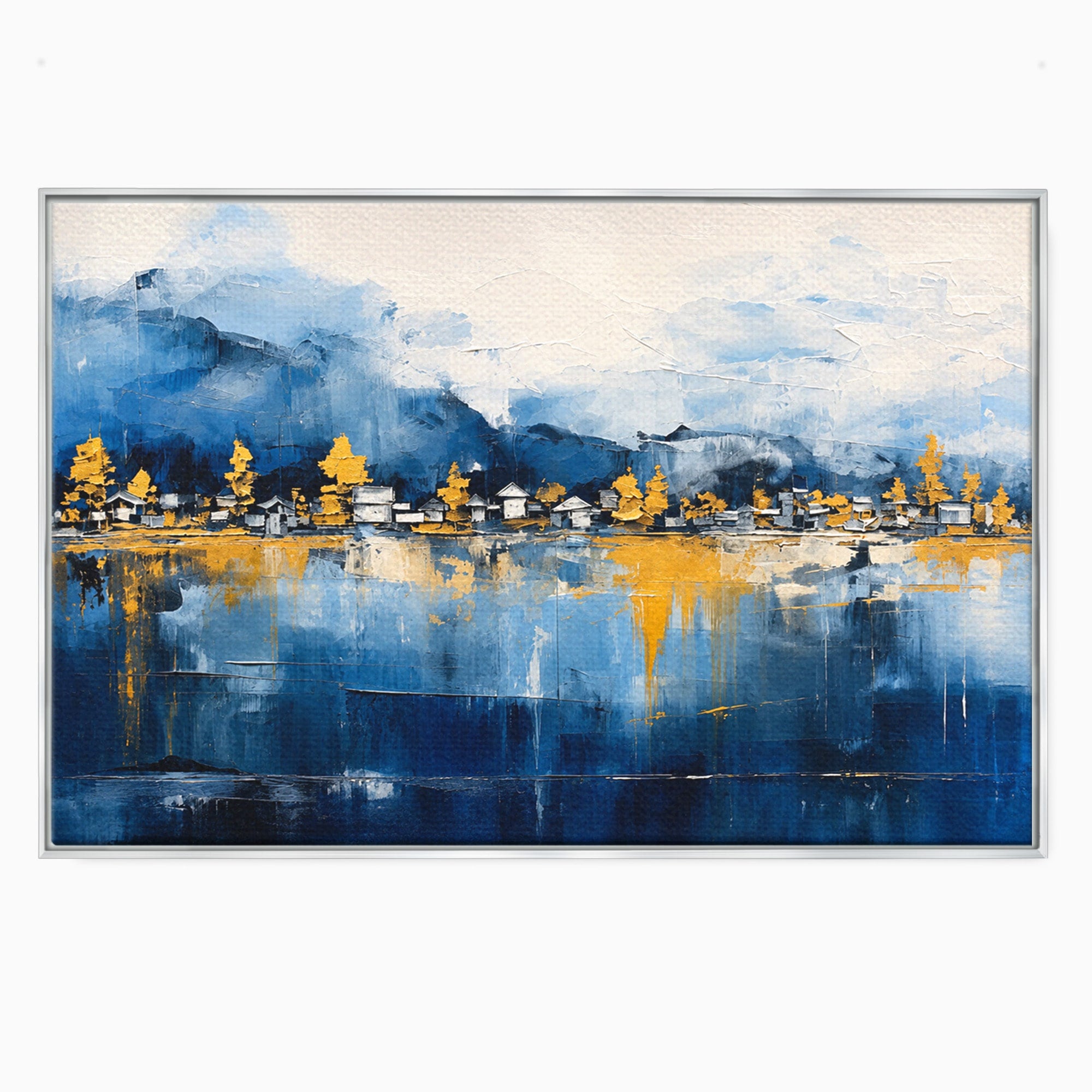 Tablou Canvas Premium LuxCanva® A1882, Sat De Munte Reflectat, Sat, Munte, Peisaj, Reflexie, Living, Culori Vibrante