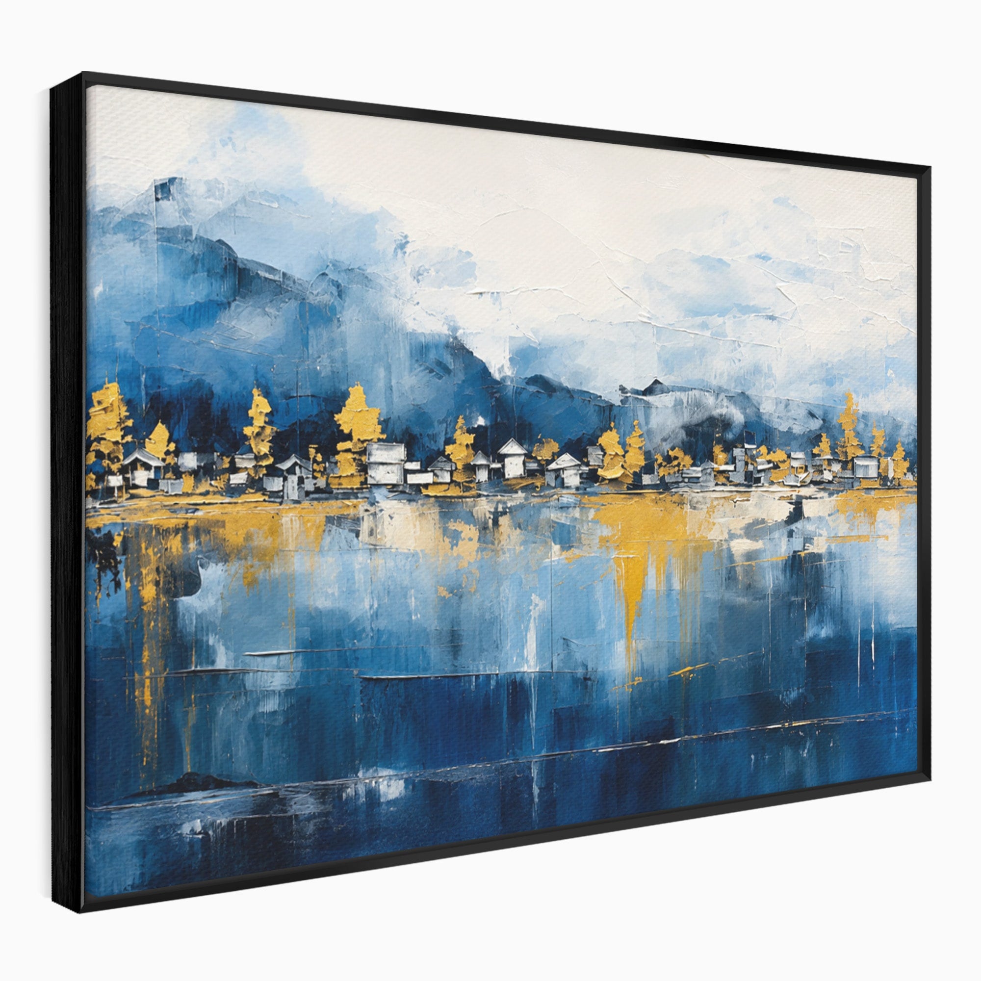 Tablou Canvas Premium LuxCanva® A1882, Sat De Munte Reflectat, Sat, Munte, Peisaj, Reflexie, Living, Culori Vibrante