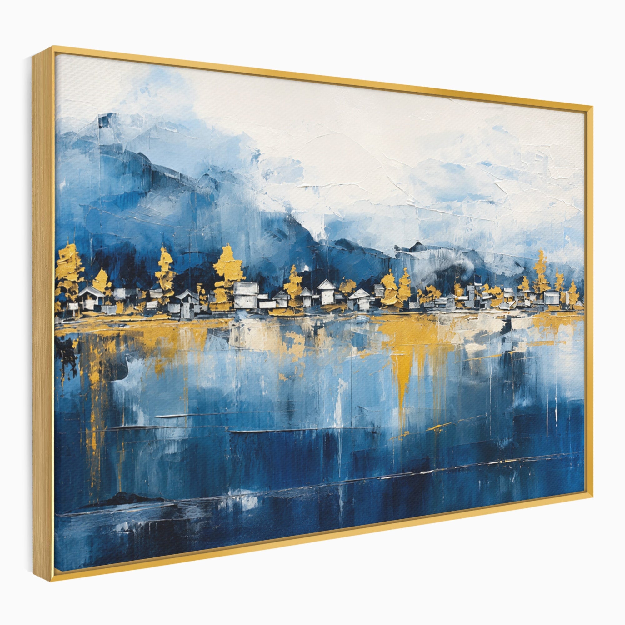 Tablou Canvas Premium LuxCanva® A1882, Sat De Munte Reflectat, Sat, Munte, Peisaj, Reflexie, Living, Culori Vibrante