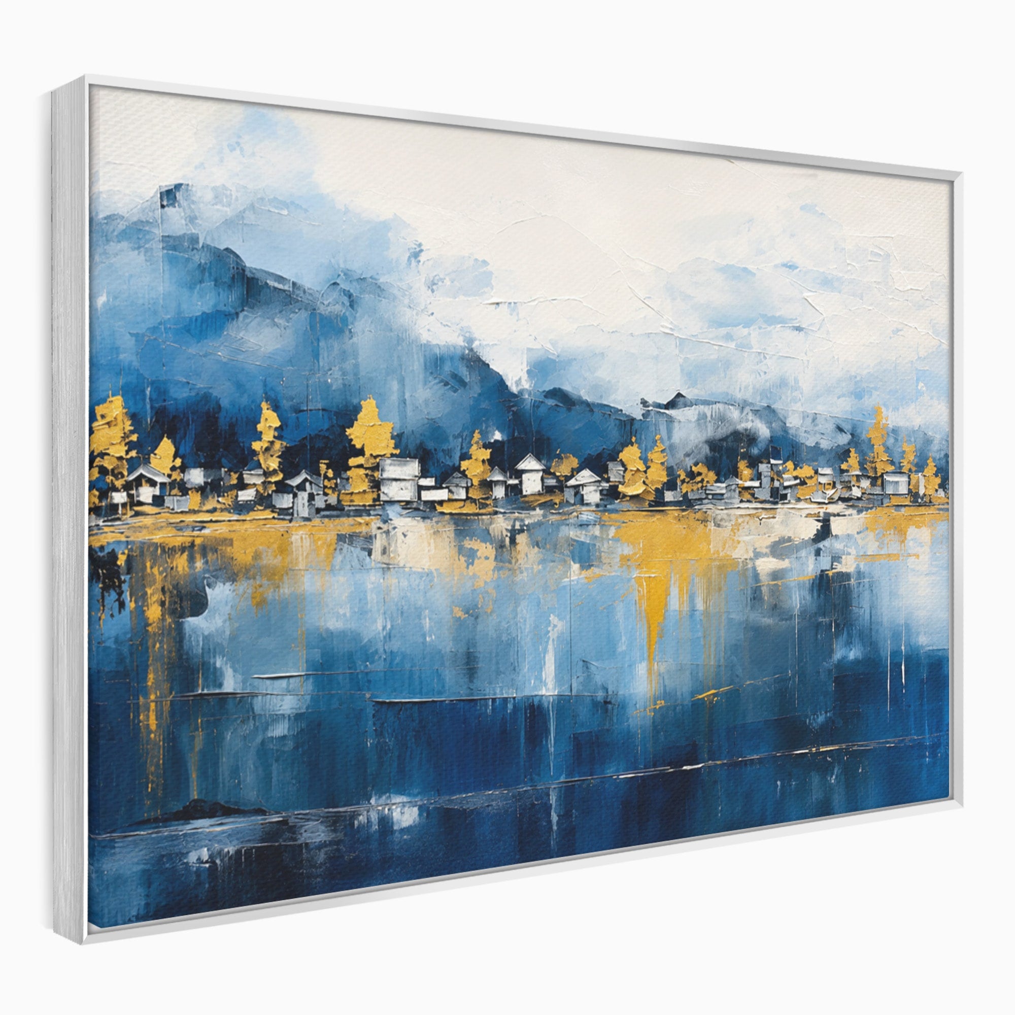 Tablou Canvas Premium LuxCanva® A1882, Sat De Munte Reflectat, Sat, Munte, Peisaj, Reflexie, Living, Culori Vibrante