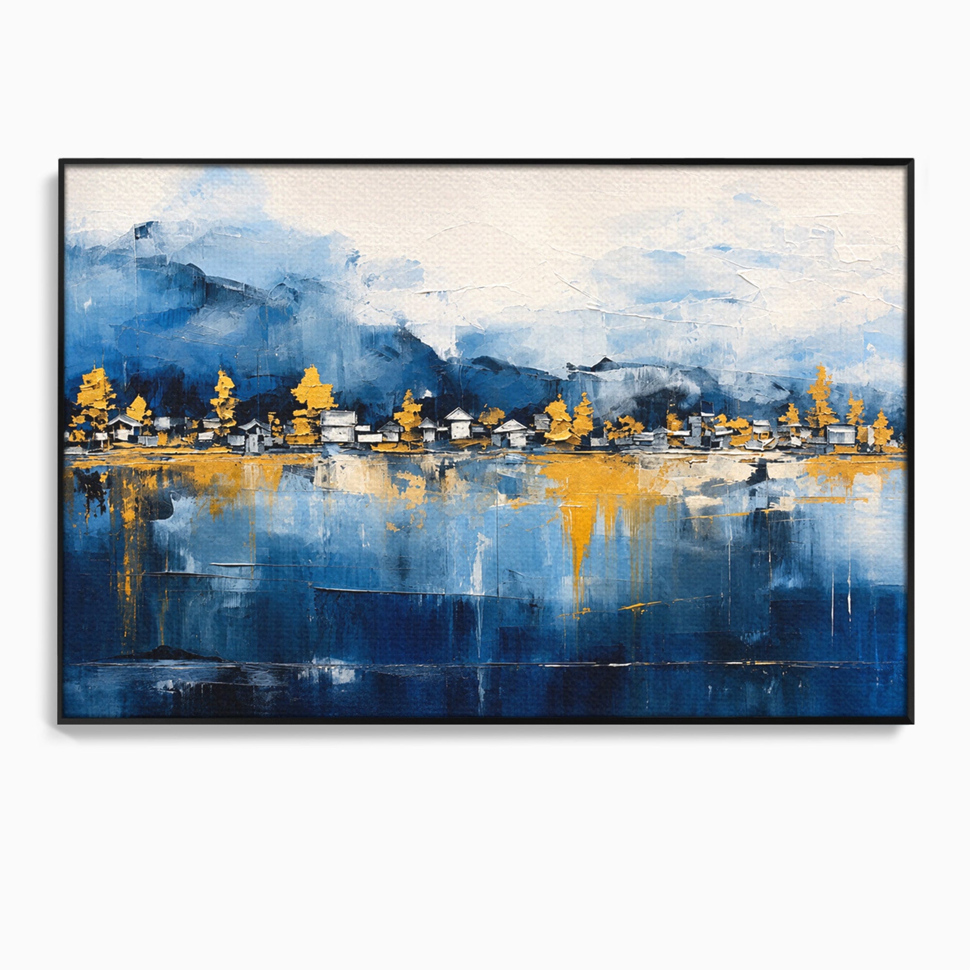 Tablou Canvas Premium LuxCanva® A1882, Sat De Munte Reflectat, Sat, Munte, Peisaj, Reflexie, Living, Culori Vibrante