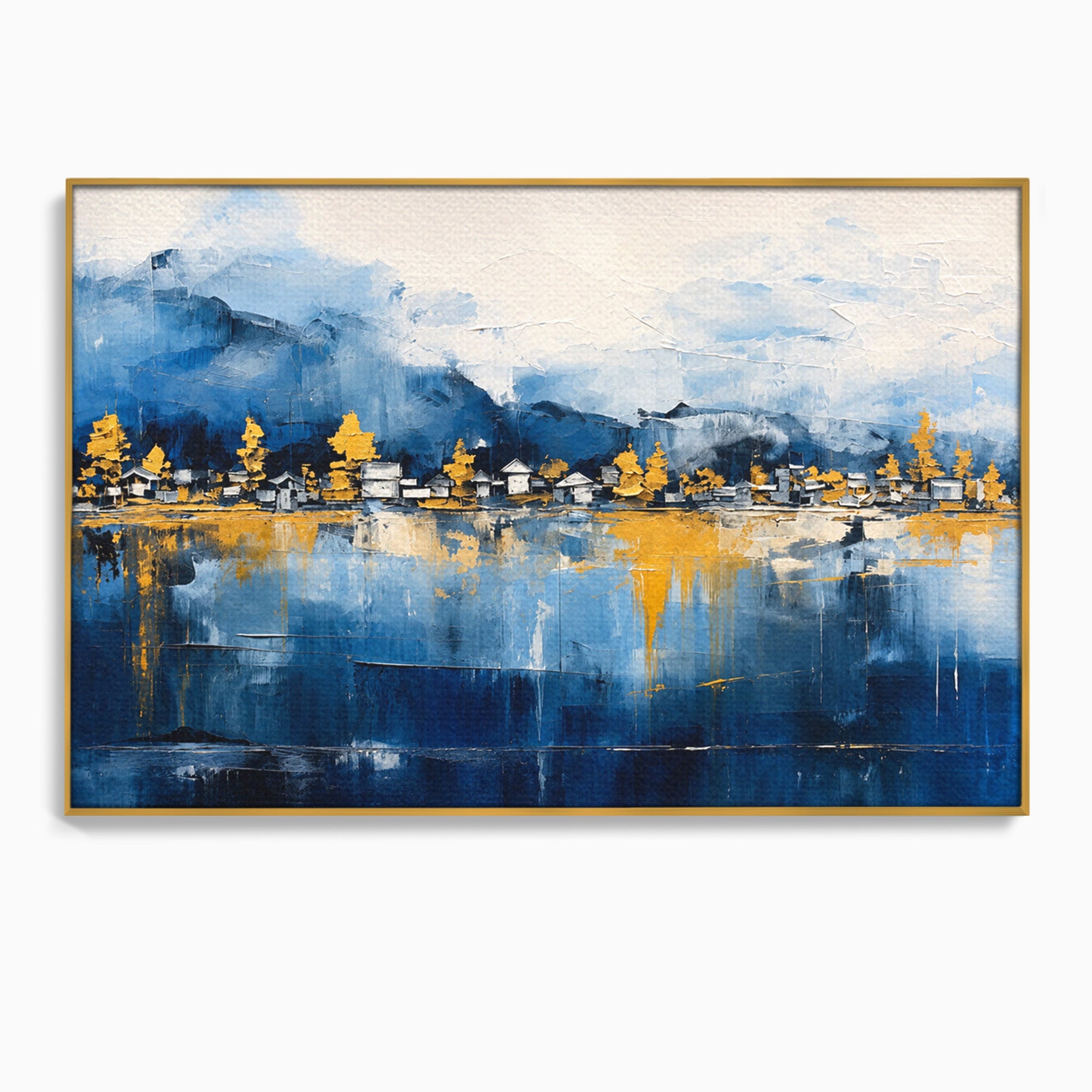 Tablou Canvas Premium LuxCanva® A1882, Sat De Munte Reflectat, Sat, Munte, Peisaj, Reflexie, Living, Culori Vibrante