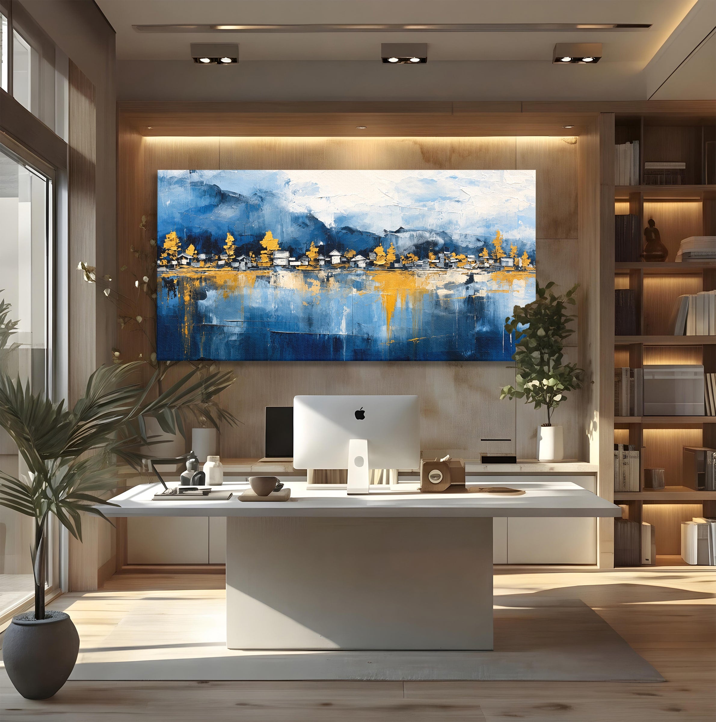 Tablou Canvas Premium LuxCanva® A1882, Sat De Munte Reflectat, Sat, Munte, Peisaj, Reflexie, Living, Culori Vibrante