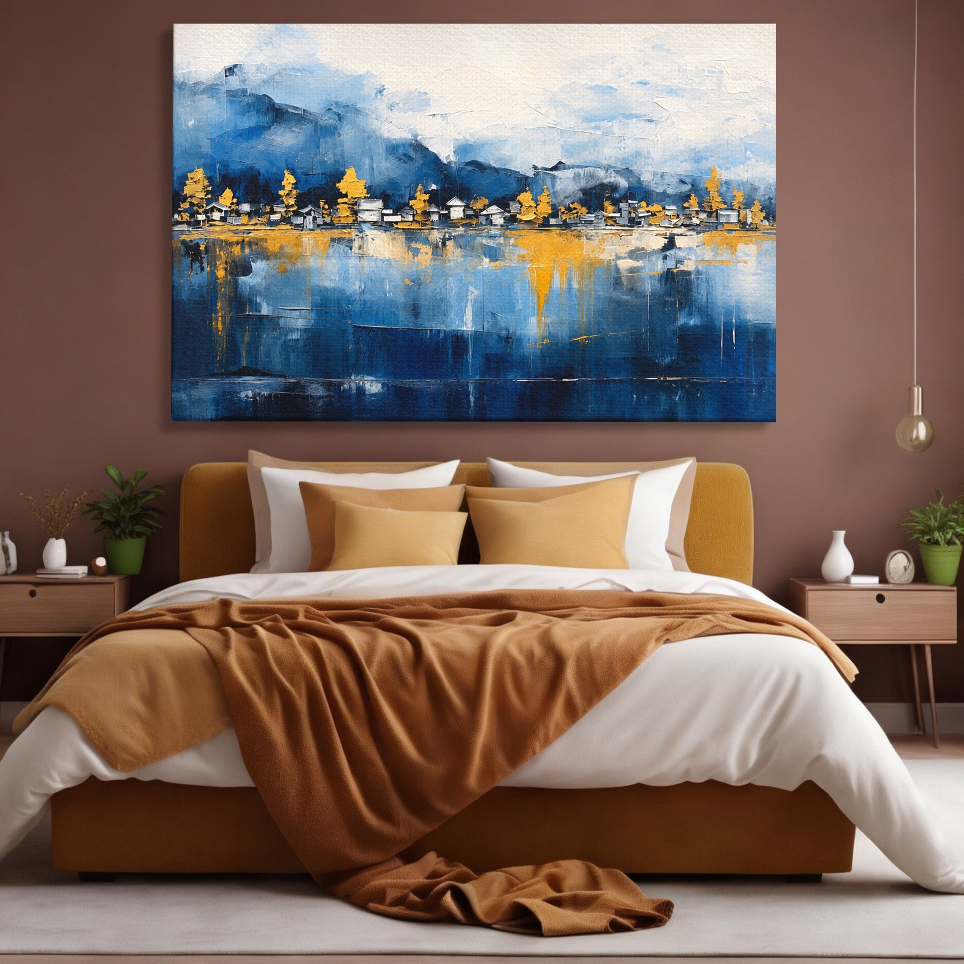 Tablou Canvas Premium LuxCanva® A1882, Sat De Munte Reflectat, Sat, Munte, Peisaj, Reflexie, Living, Culori Vibrante