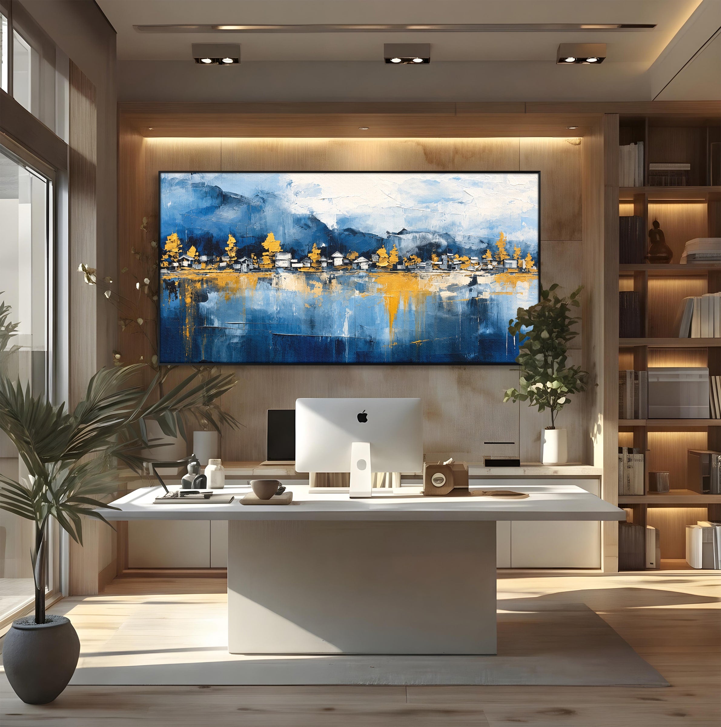 Tablou Canvas Premium LuxCanva® A1882, Sat De Munte Reflectat, Sat, Munte, Peisaj, Reflexie, Living, Culori Vibrante
