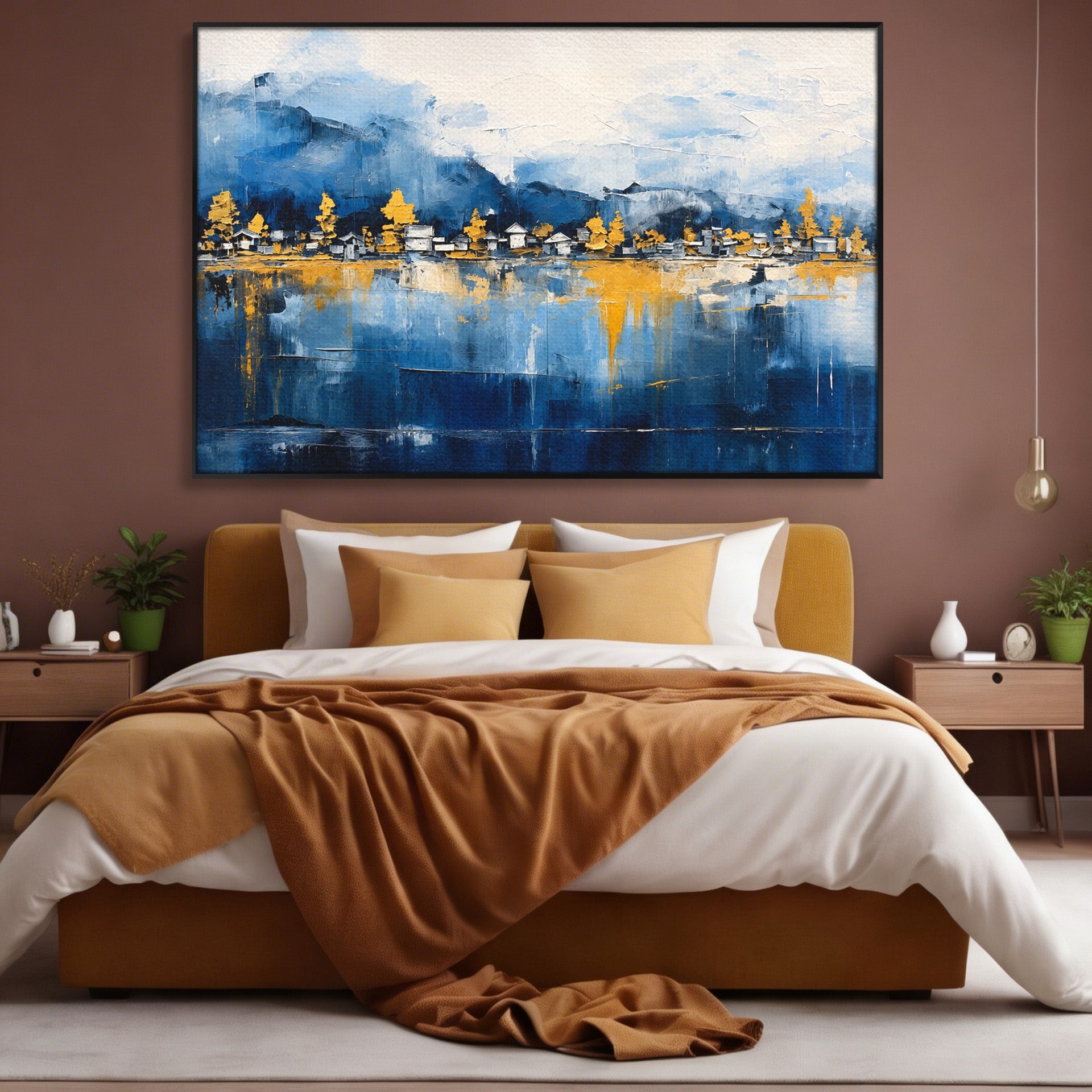 Tablou Canvas Premium LuxCanva® A1882, Sat De Munte Reflectat, Sat, Munte, Peisaj, Reflexie, Living, Culori Vibrante