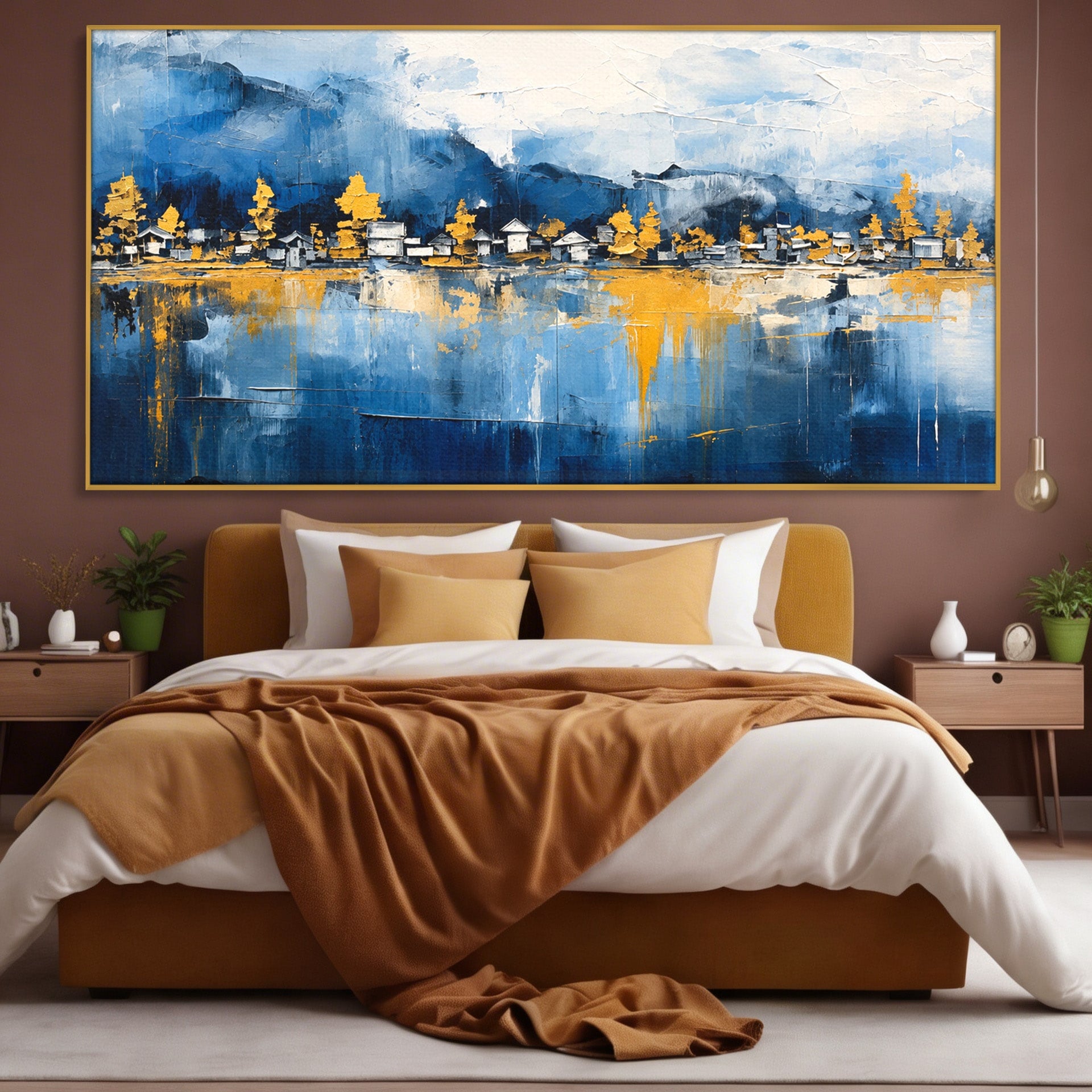 Tablou Canvas Premium LuxCanva® A1882, Sat De Munte Reflectat, Sat, Munte, Peisaj, Reflexie, Living, Culori Vibrante