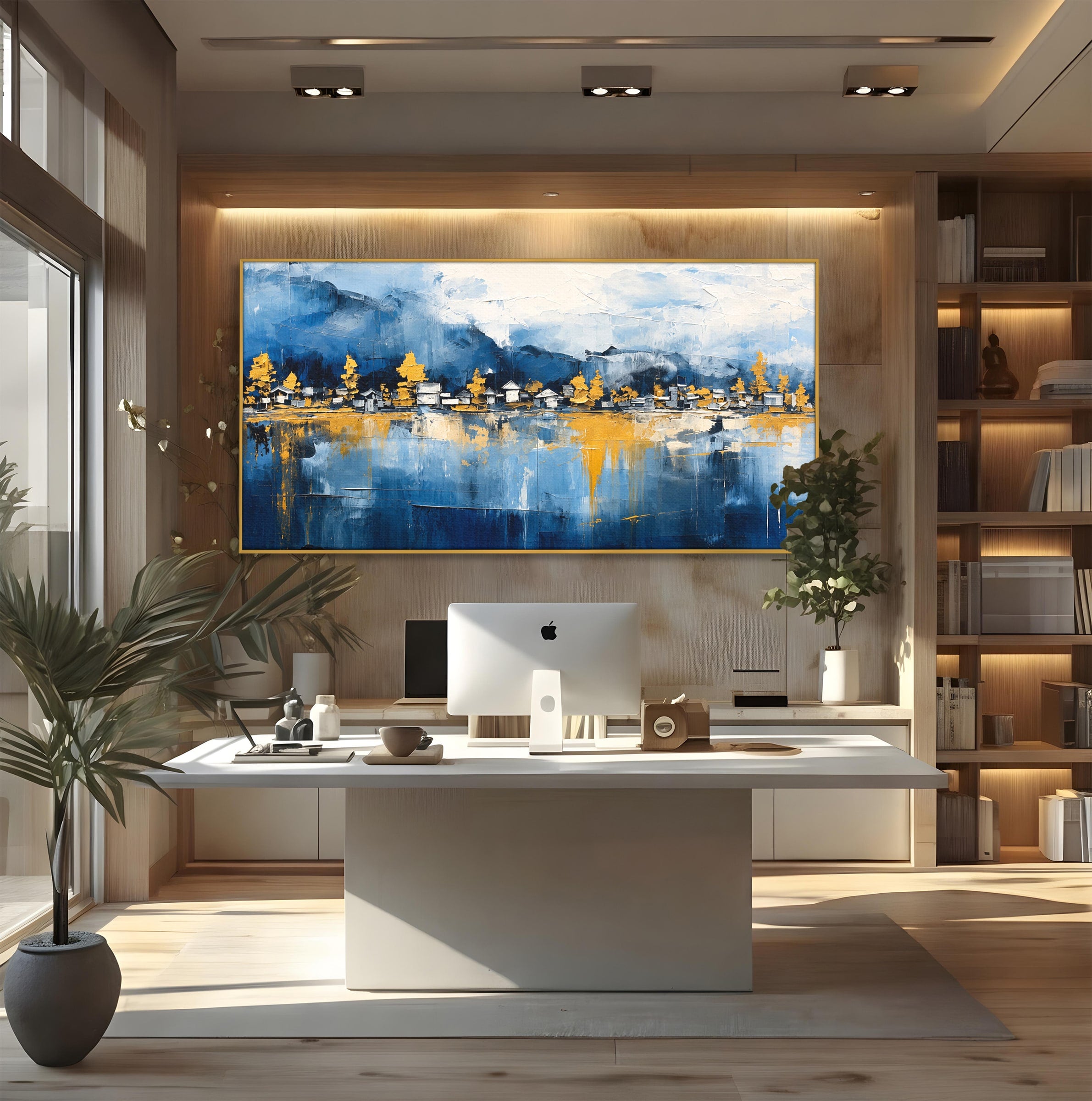 Tablou Canvas Premium LuxCanva® A1882, Sat De Munte Reflectat, Sat, Munte, Peisaj, Reflexie, Living, Culori Vibrante