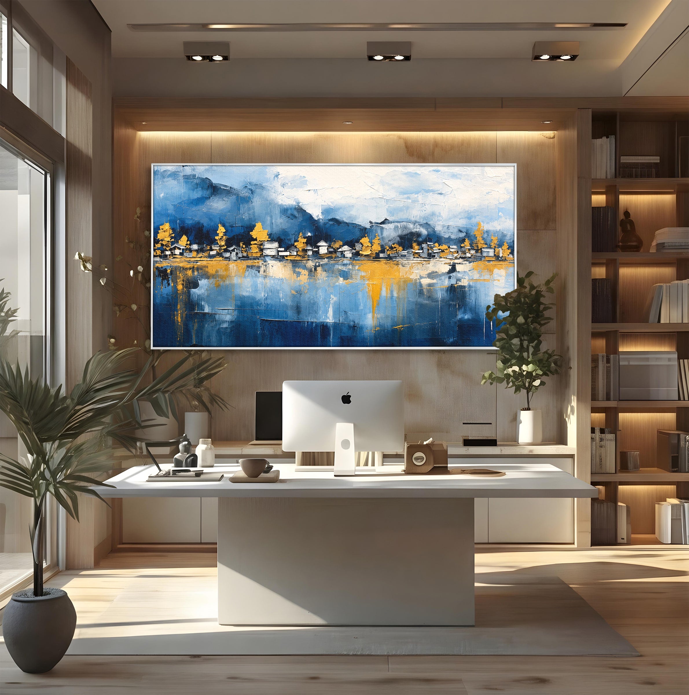 Tablou Canvas Premium LuxCanva® A1882, Sat De Munte Reflectat, Sat, Munte, Peisaj, Reflexie, Living, Culori Vibrante