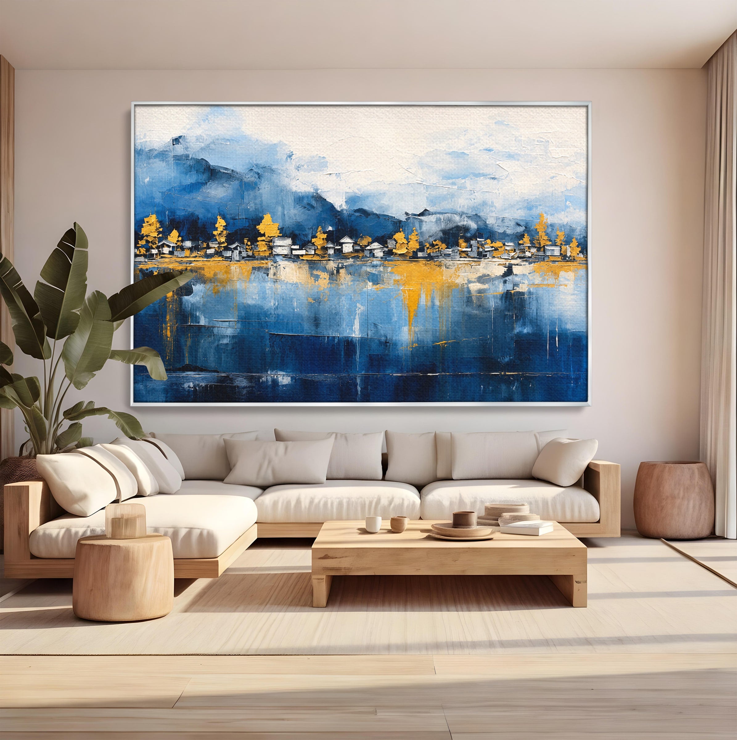 Tablou Canvas Premium LuxCanva® A1882, Sat De Munte Reflectat, Sat, Munte, Peisaj, Reflexie, Living, Culori Vibrante