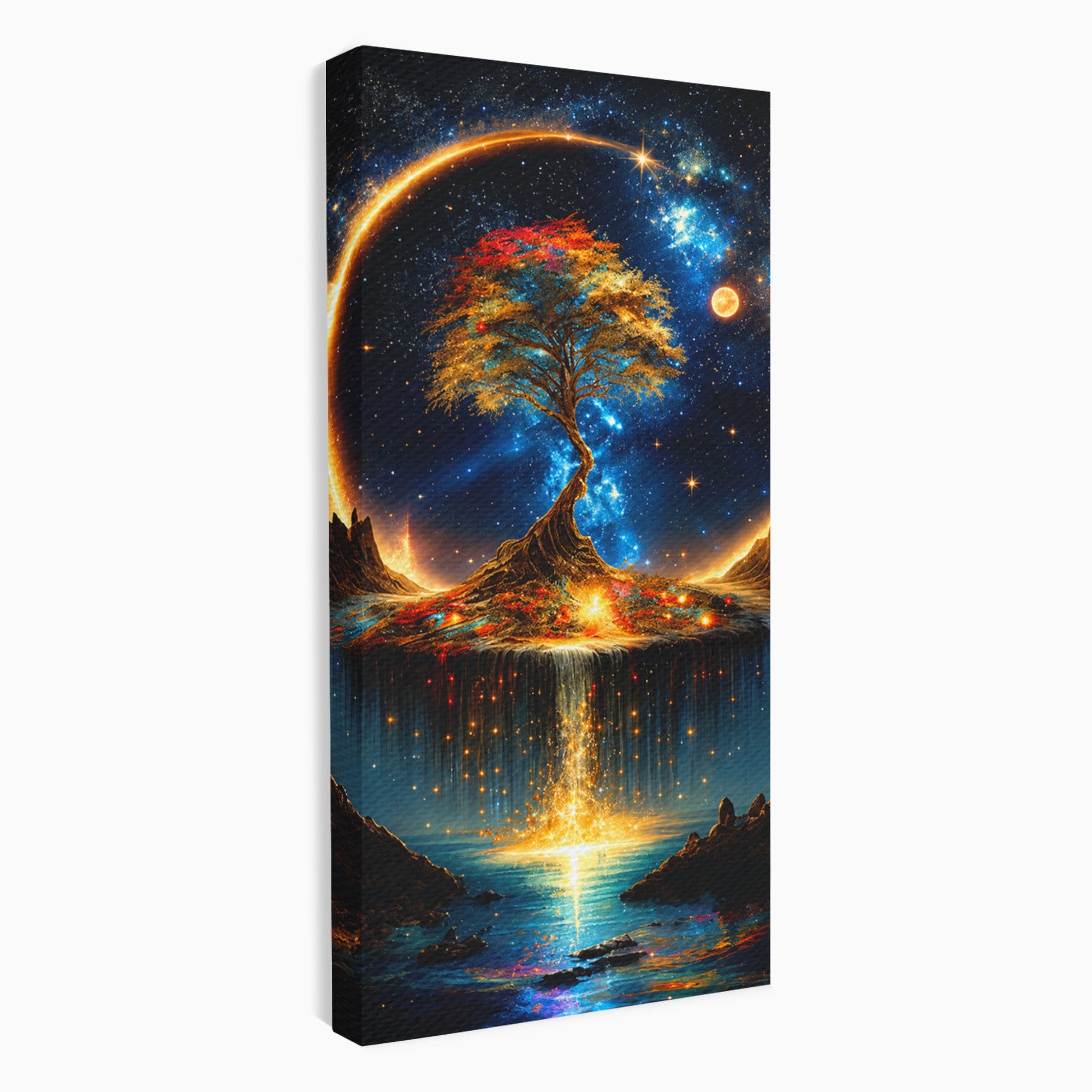 Tablou Canvas Premium LuxCanva® A1883, Copacul Cosmic, Copac, Univers, Peisaj, Fantezie, Living, Culori Vibrante