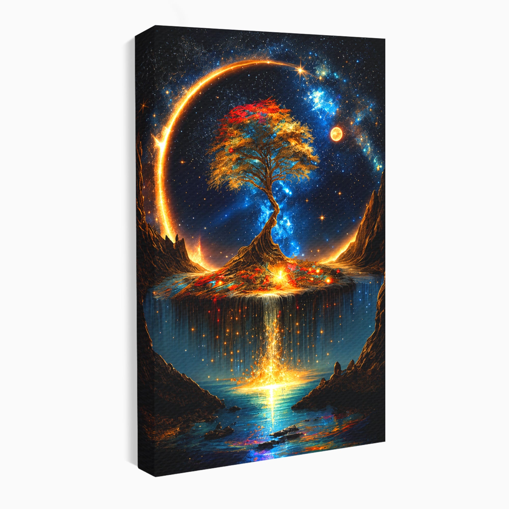 Tablou Canvas Premium LuxCanva® A1883, Copacul Cosmic, Copac, Univers, Peisaj, Fantezie, Living, Culori Vibrante