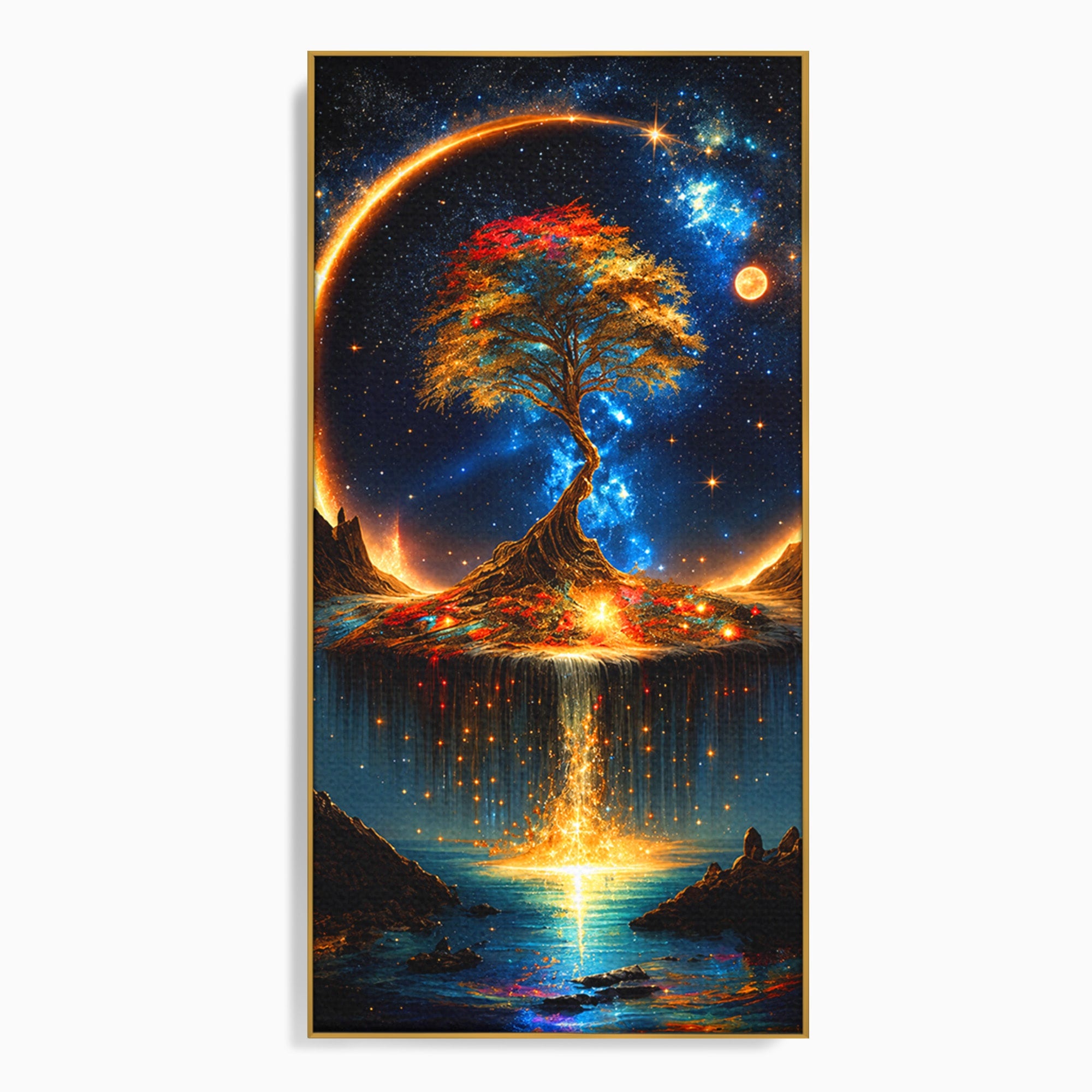 Tablou Canvas Premium LuxCanva® A1883, Copacul Cosmic, Copac, Univers, Peisaj, Fantezie, Living, Culori Vibrante