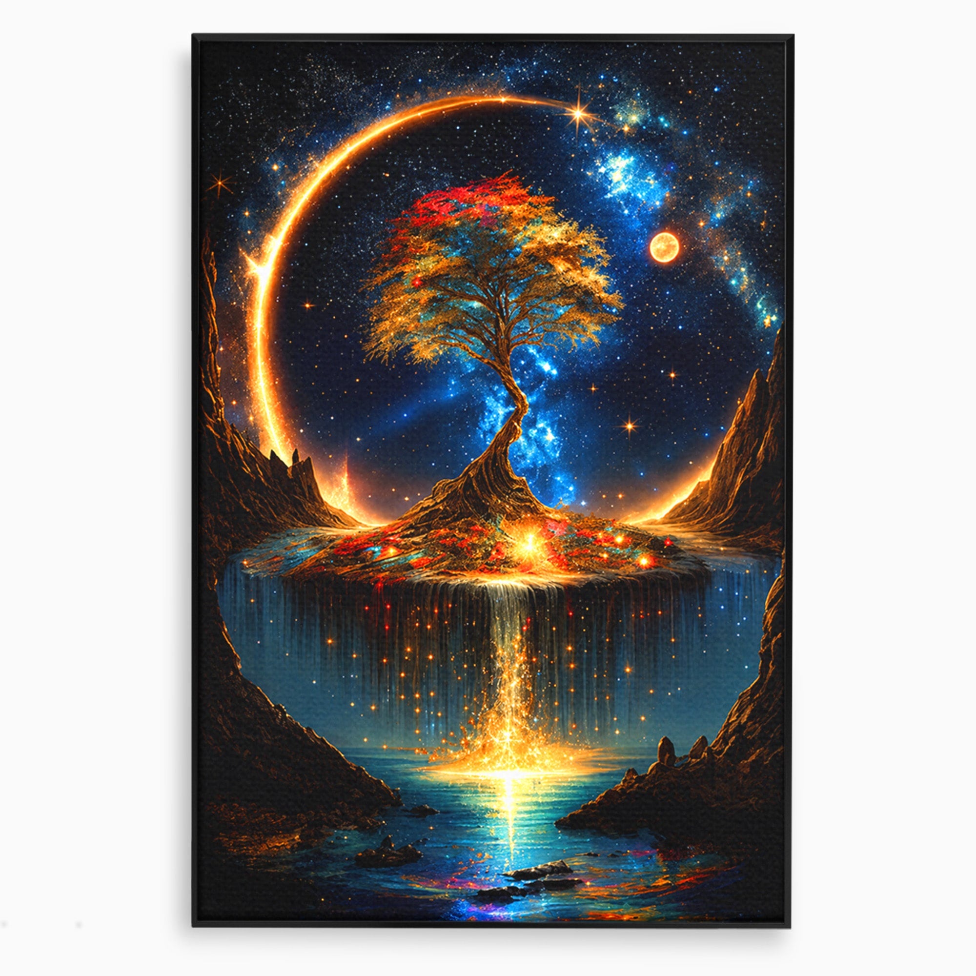 Tablou Canvas Premium LuxCanva® A1883, Copacul Cosmic, Copac, Univers, Peisaj, Fantezie, Living, Culori Vibrante