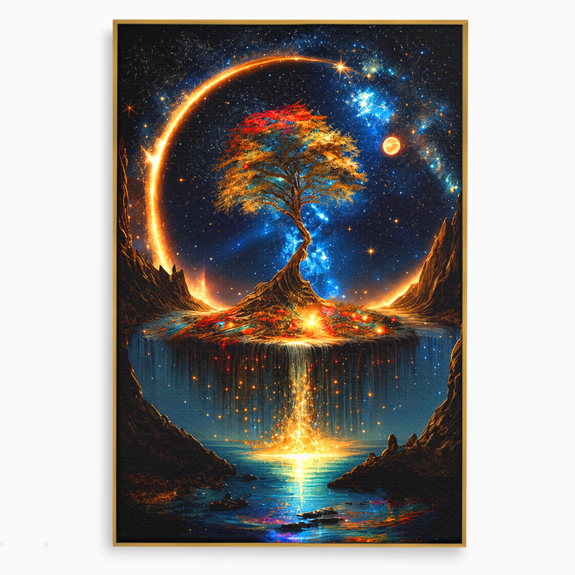 Tablou Canvas Premium LuxCanva® A1883, Copacul Cosmic, Copac, Univers, Peisaj, Fantezie, Living, Culori Vibrante