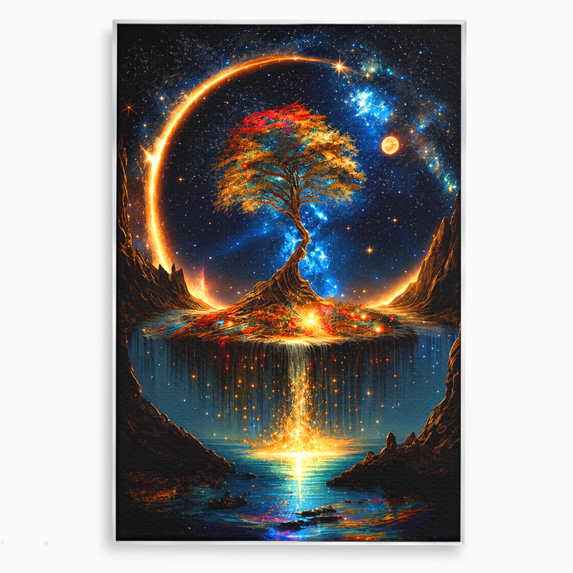 Tablou Canvas Premium LuxCanva® A1883, Copacul Cosmic, Copac, Univers, Peisaj, Fantezie, Living, Culori Vibrante
