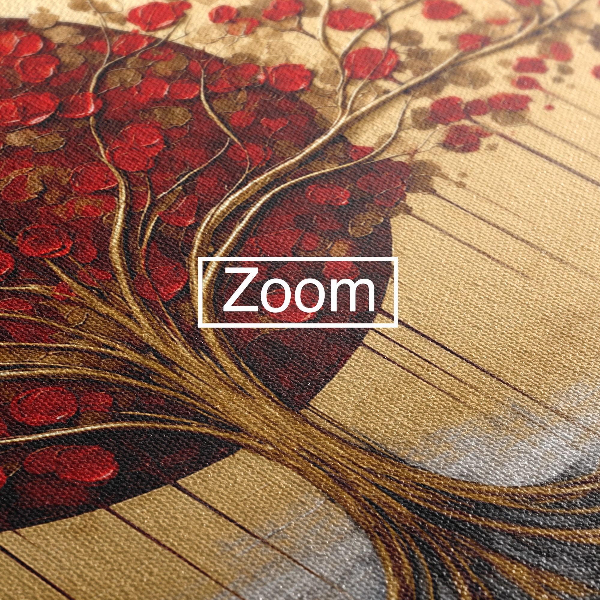 Tablou Canvas Premium LuxCanva® A1885, Copacul Rosu Pe Fundal Auriu, Copac, Abstract, Natura, Arta Contemporana, Living, Culori Vibrante