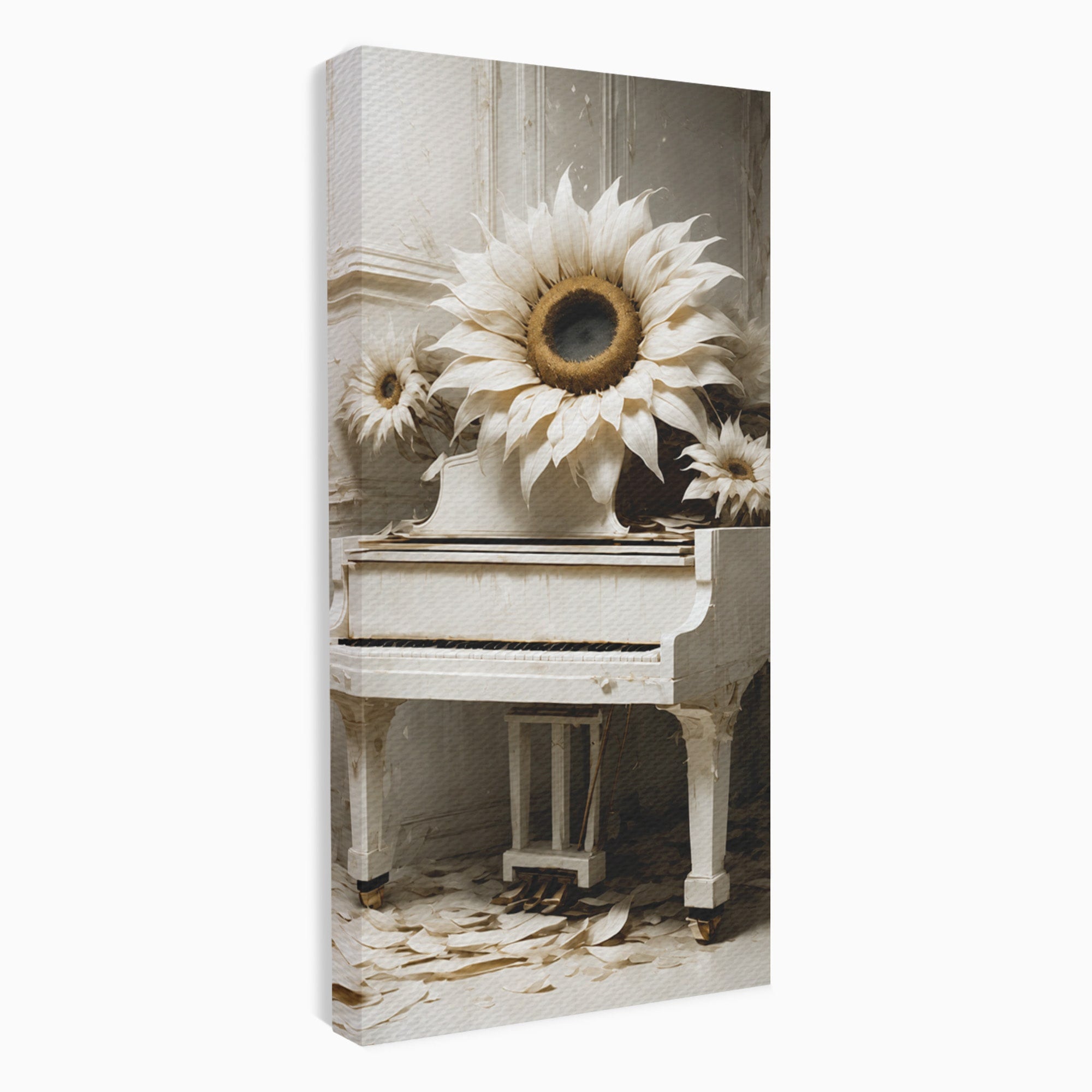Tablou Canvas Premium LuxCanva® A1886, Pianul Cu Floarea Soarelui, Pian, Floarea Soarelui, Instrument Muzical, Floral, Living, Dormitor, Culori Vibrante