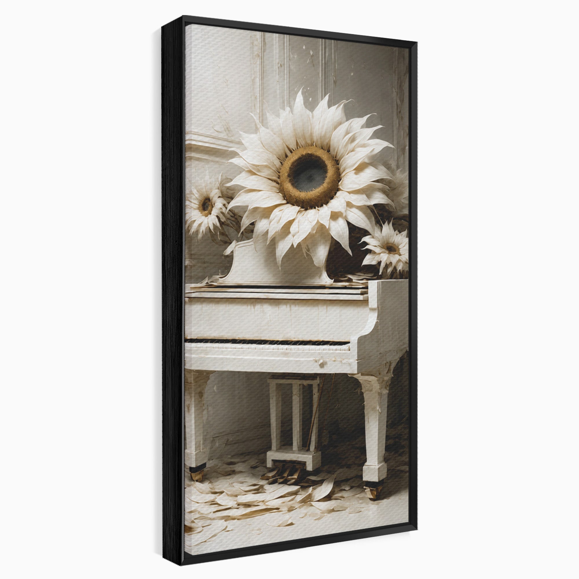 Tablou Canvas Premium LuxCanva® A1886, Pianul Cu Floarea Soarelui, Pian, Floarea Soarelui, Instrument Muzical, Floral, Living, Dormitor, Culori Vibrante