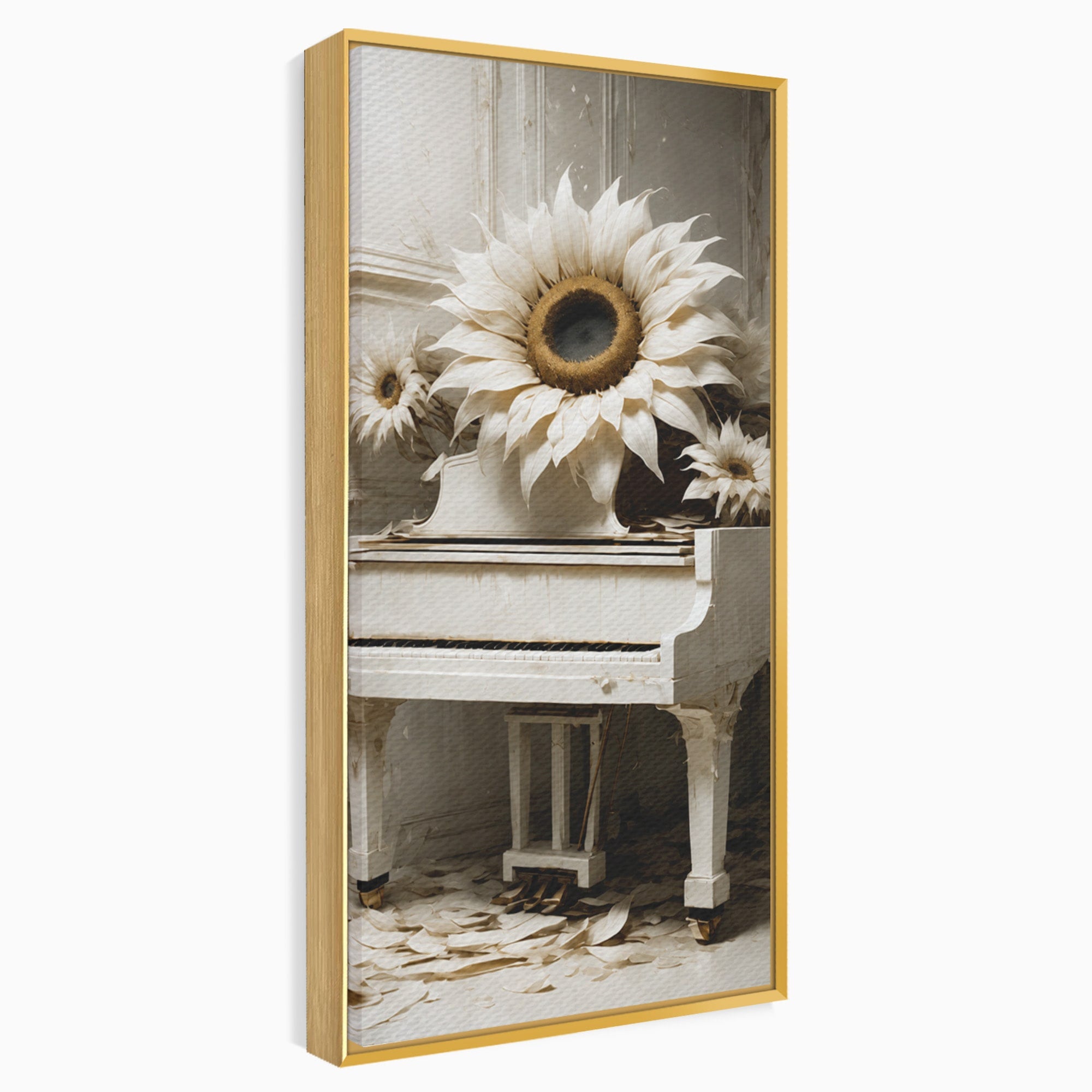 Tablou Canvas Premium LuxCanva® A1886, Pianul Cu Floarea Soarelui, Pian, Floarea Soarelui, Instrument Muzical, Floral, Living, Dormitor, Culori Vibrante