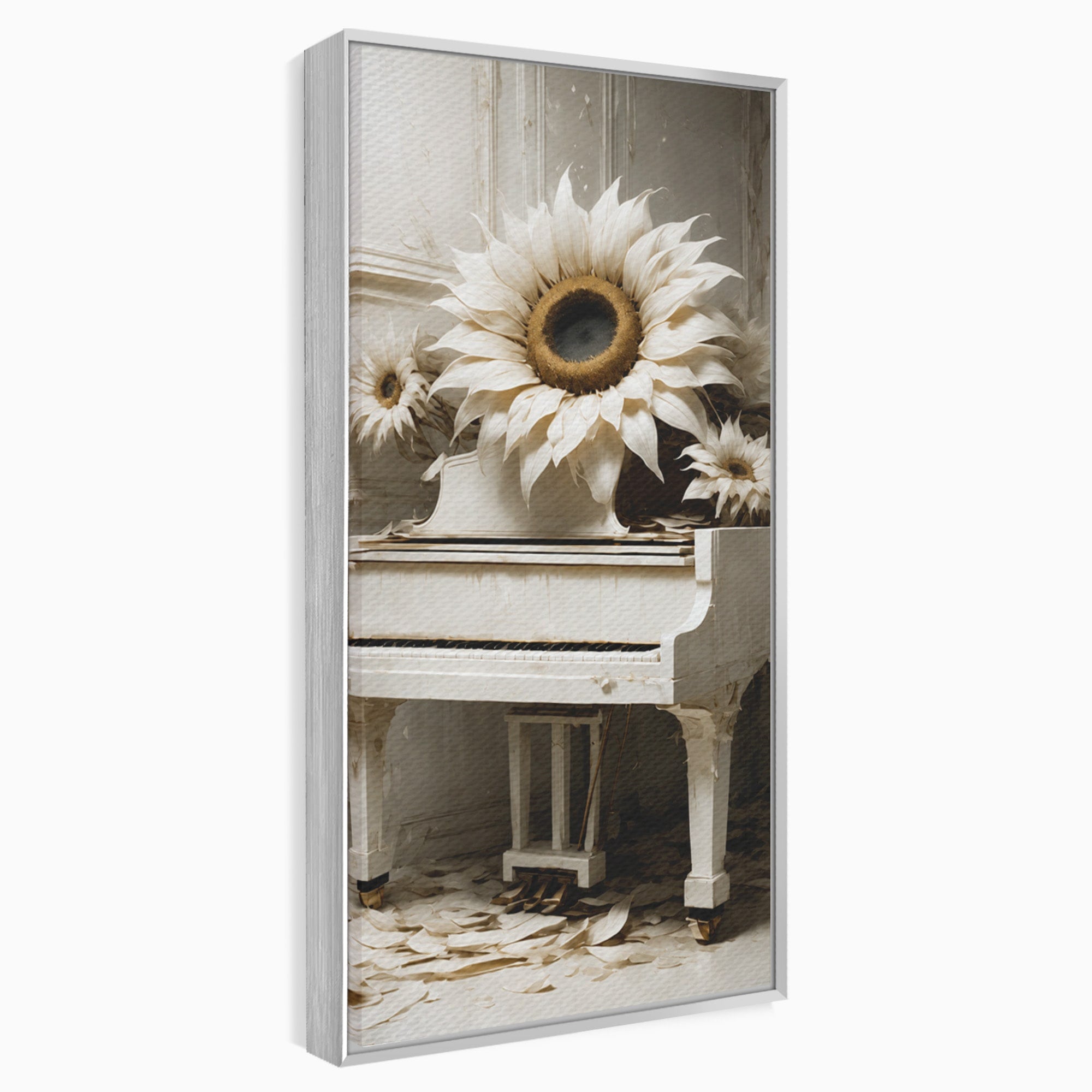 Tablou Canvas Premium LuxCanva® A1886, Pianul Cu Floarea Soarelui, Pian, Floarea Soarelui, Instrument Muzical, Floral, Living, Dormitor, Culori Vibrante