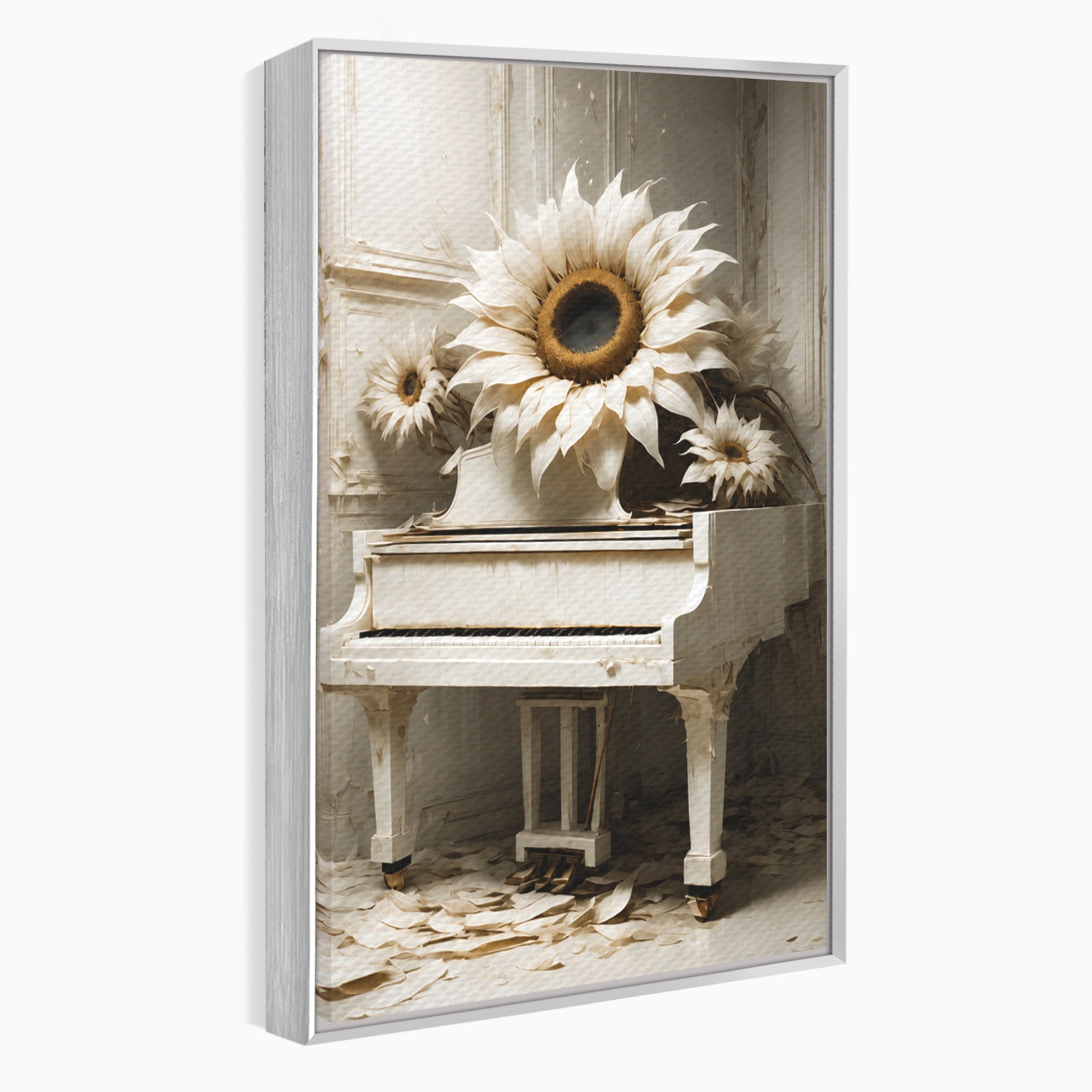 Tablou Canvas Premium LuxCanva® A1886, Pianul Cu Floarea Soarelui, Pian, Floarea Soarelui, Instrument Muzical, Floral, Living, Dormitor, Culori Vibrante