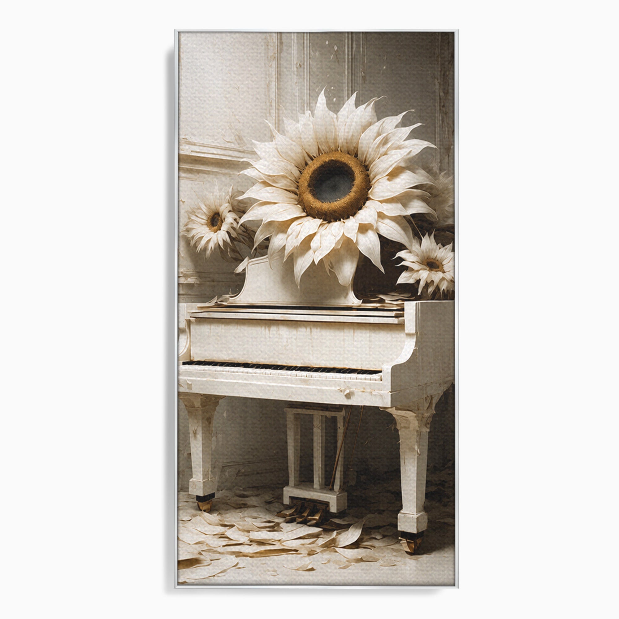 Tablou Canvas Premium LuxCanva® A1886, Pianul Cu Floarea Soarelui, Pian, Floarea Soarelui, Instrument Muzical, Floral, Living, Dormitor, Culori Vibrante