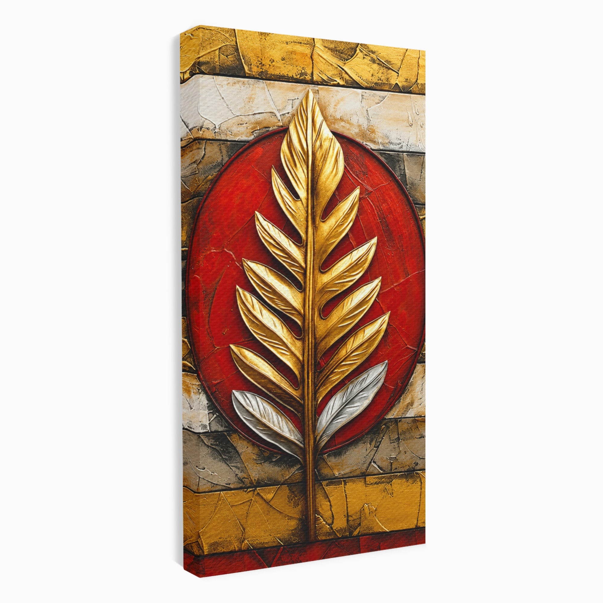 Tablou Canvas Premium LuxCanva® A1888, Frunza Aurie Abstracta, Frunza, Abstract, Arta Moderna, Living, Birou, Culori Vibrante