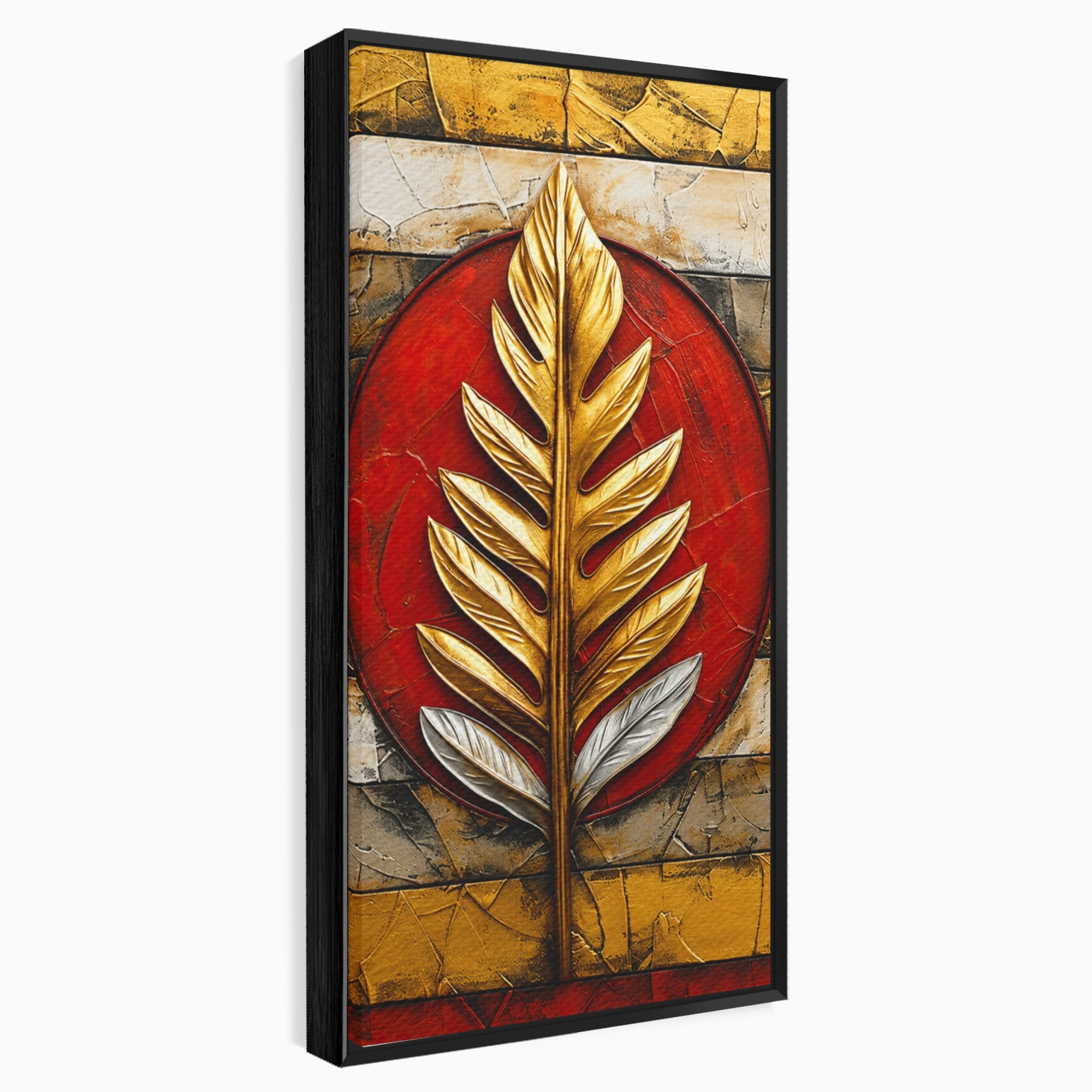 Tablou Canvas Premium LuxCanva® A1888, Frunza Aurie Abstracta, Frunza, Abstract, Arta Moderna, Living, Birou, Culori Vibrante