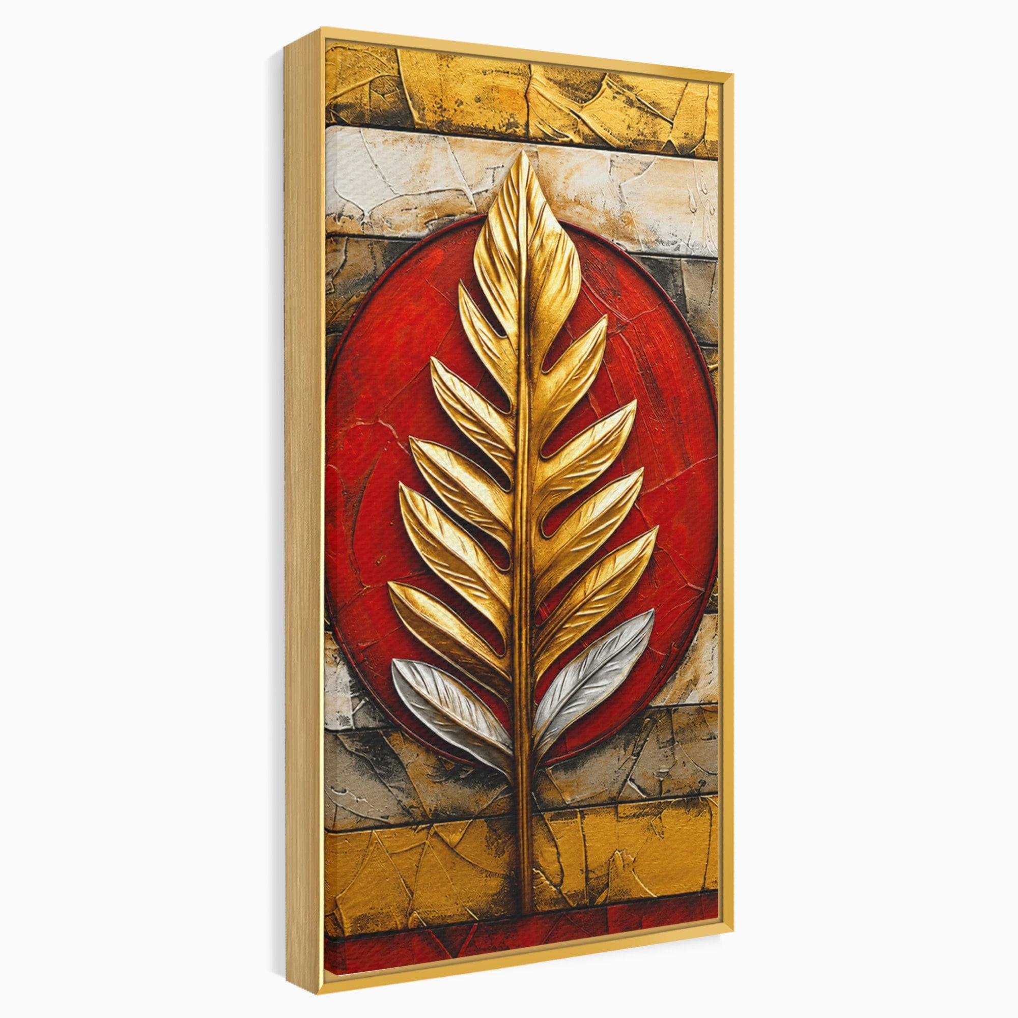 Tablou Canvas Premium LuxCanva® A1888, Frunza Aurie Abstracta, Frunza, Abstract, Arta Moderna, Living, Birou, Culori Vibrante