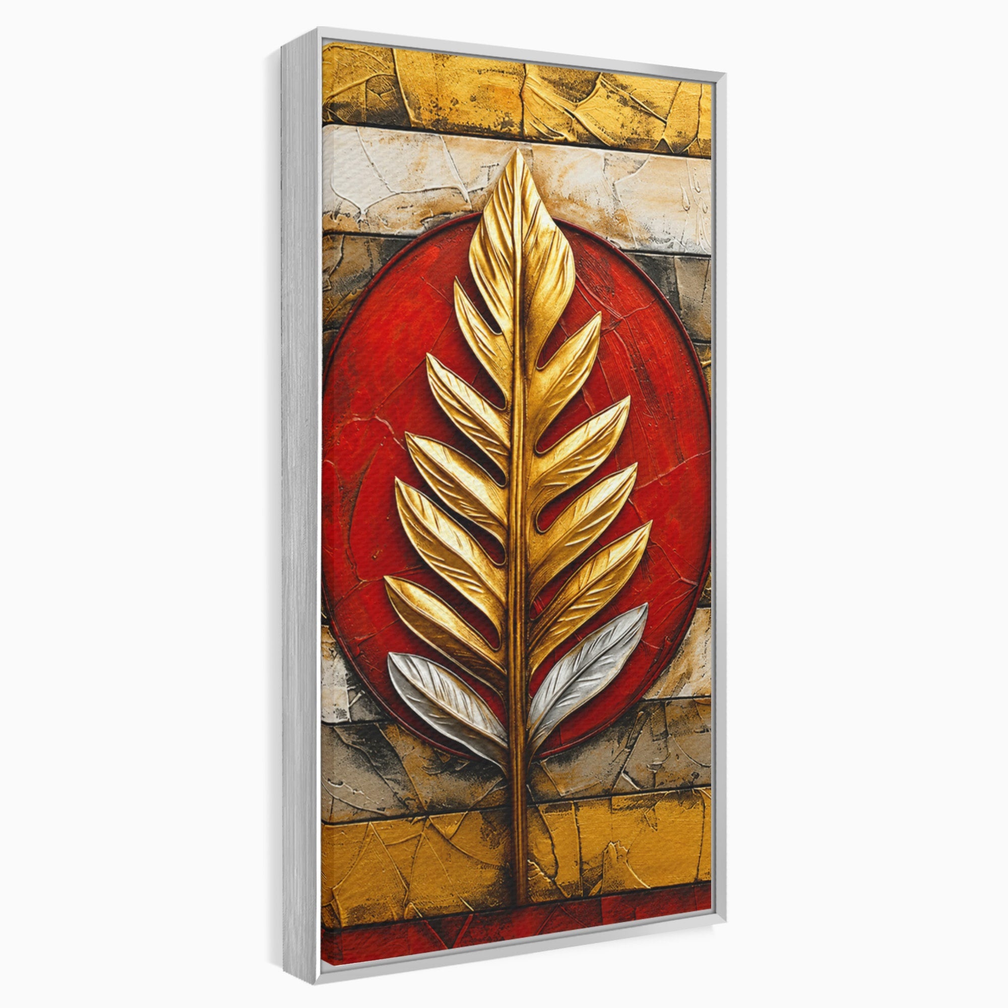 Tablou Canvas Premium LuxCanva® A1888, Frunza Aurie Abstracta, Frunza, Abstract, Arta Moderna, Living, Birou, Culori Vibrante