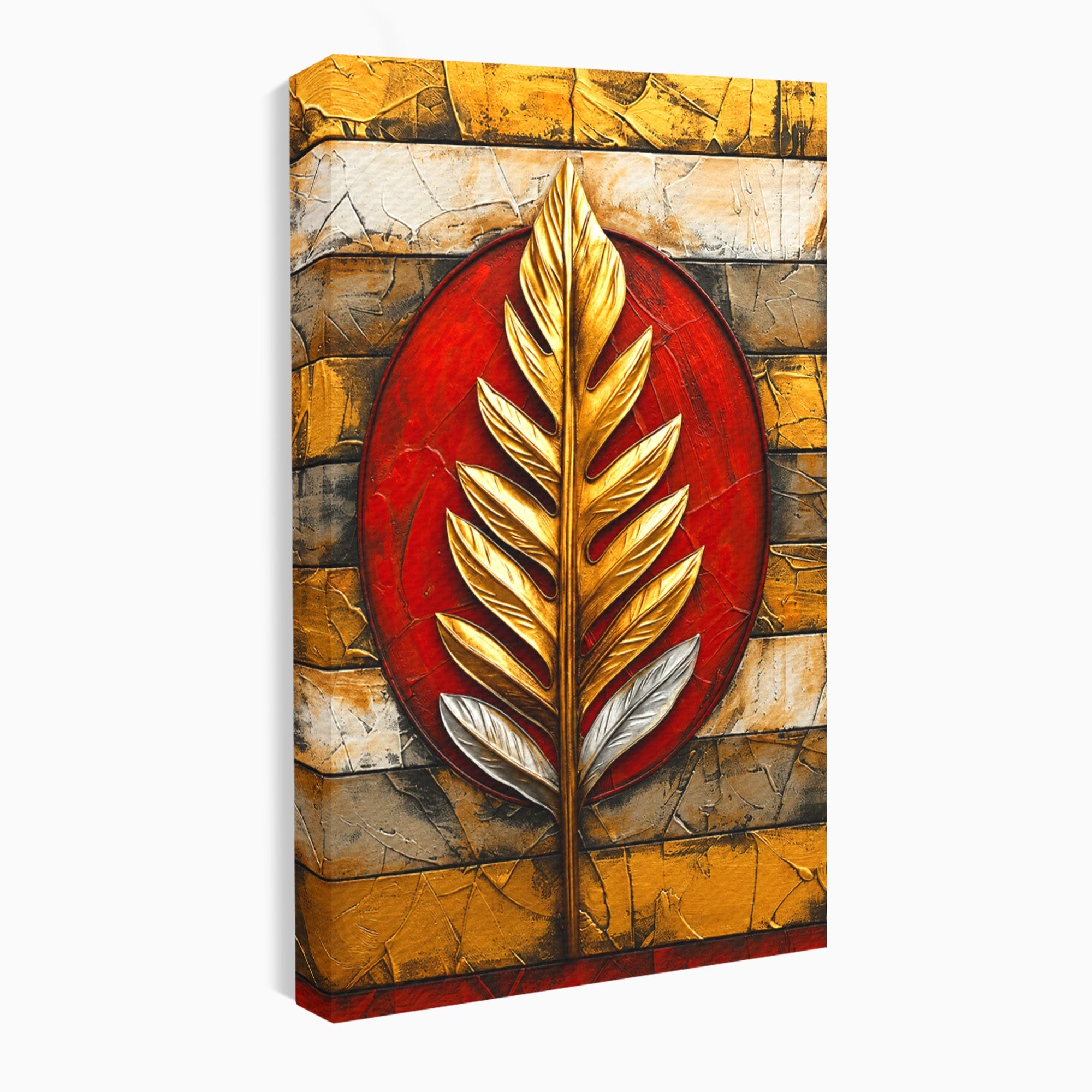 Tablou Canvas Premium LuxCanva® A1888, Frunza Aurie Abstracta, Frunza, Abstract, Arta Moderna, Living, Birou, Culori Vibrante