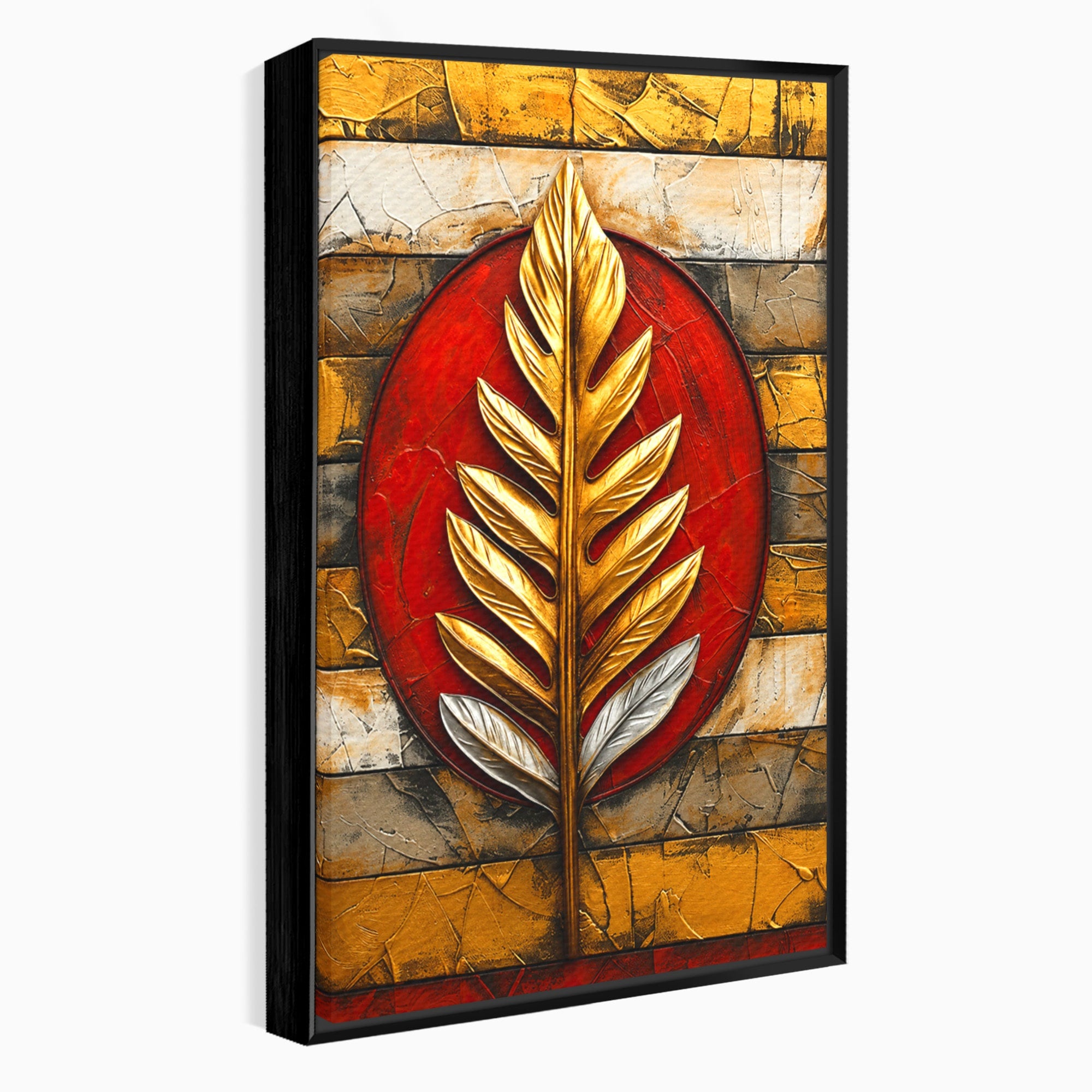 Tablou Canvas Premium LuxCanva® A1888, Frunza Aurie Abstracta, Frunza, Abstract, Arta Moderna, Living, Birou, Culori Vibrante