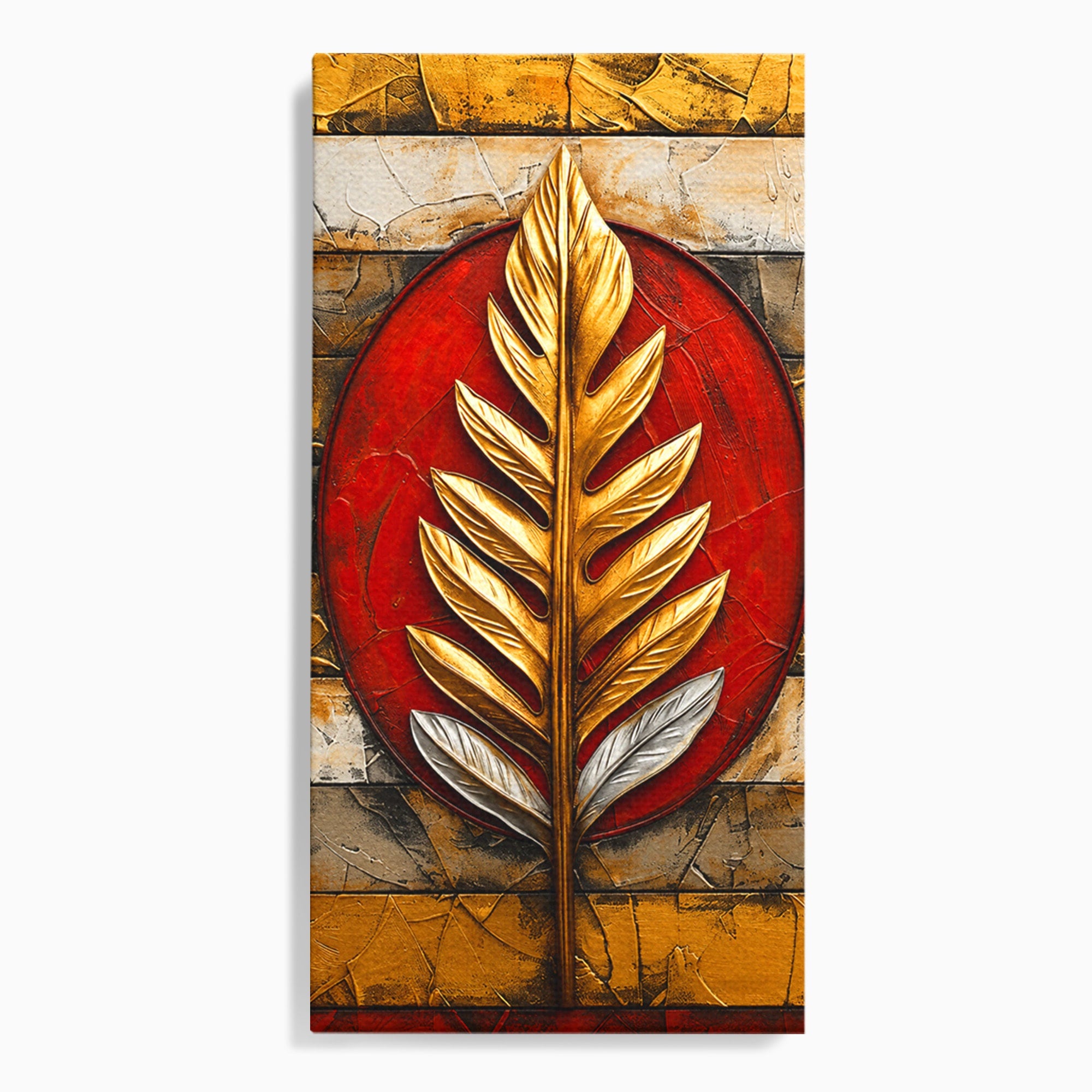 Tablou Canvas Premium LuxCanva® A1888, Frunza Aurie Abstracta, Frunza, Abstract, Arta Moderna, Living, Birou, Culori Vibrante