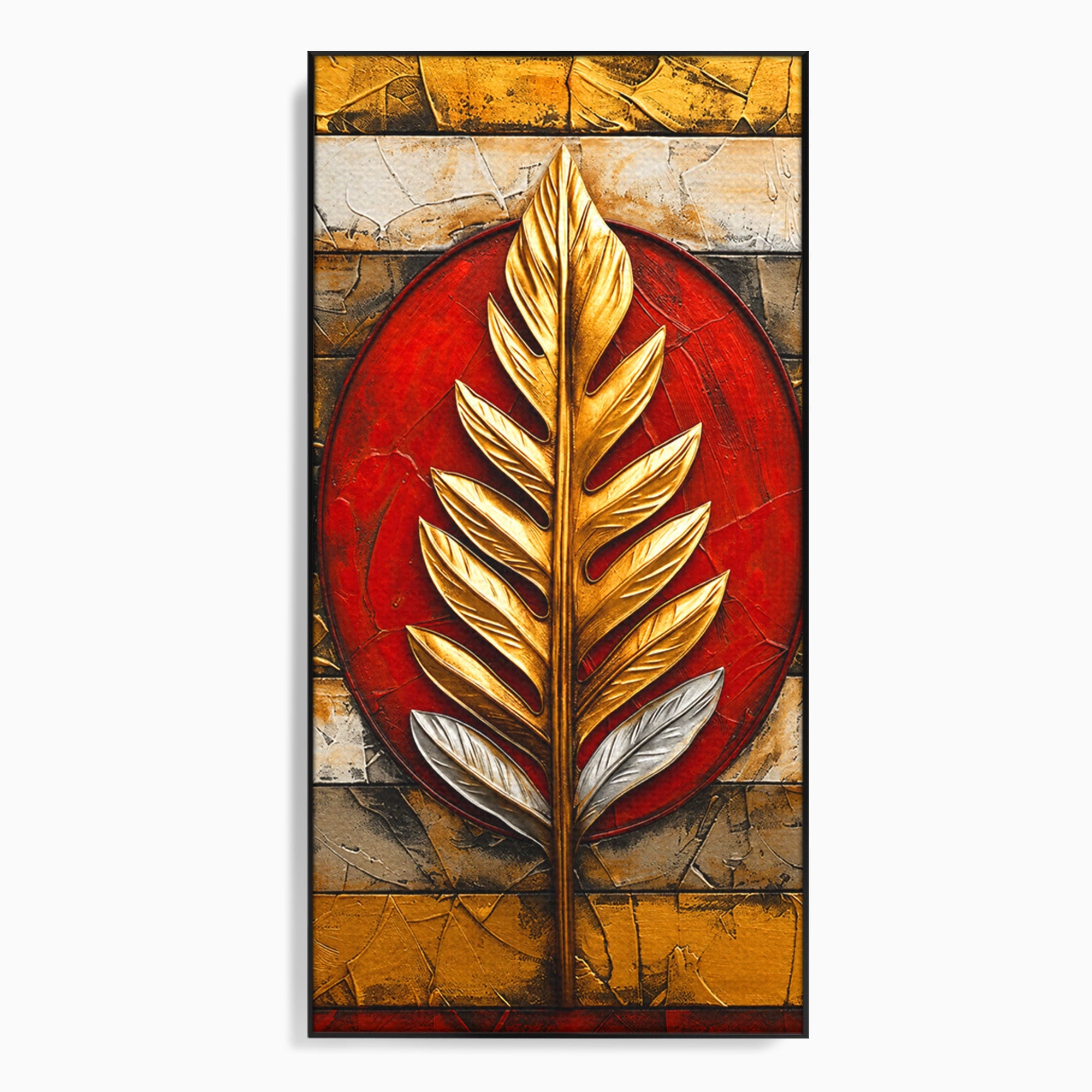 Tablou Canvas Premium LuxCanva® A1888, Frunza Aurie Abstracta, Frunza, Abstract, Arta Moderna, Living, Birou, Culori Vibrante
