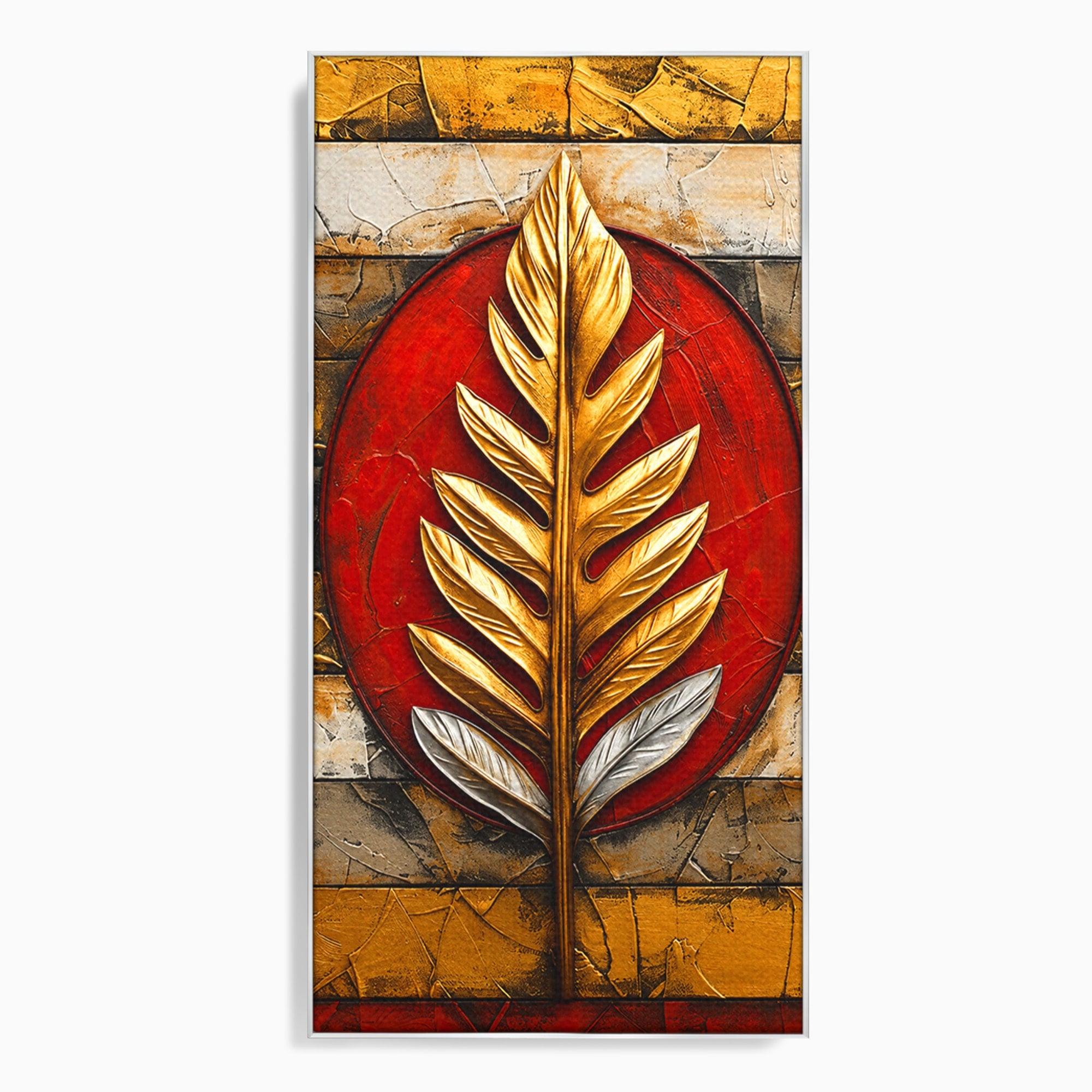 Tablou Canvas Premium LuxCanva® A1888, Frunza Aurie Abstracta, Frunza, Abstract, Arta Moderna, Living, Birou, Culori Vibrante