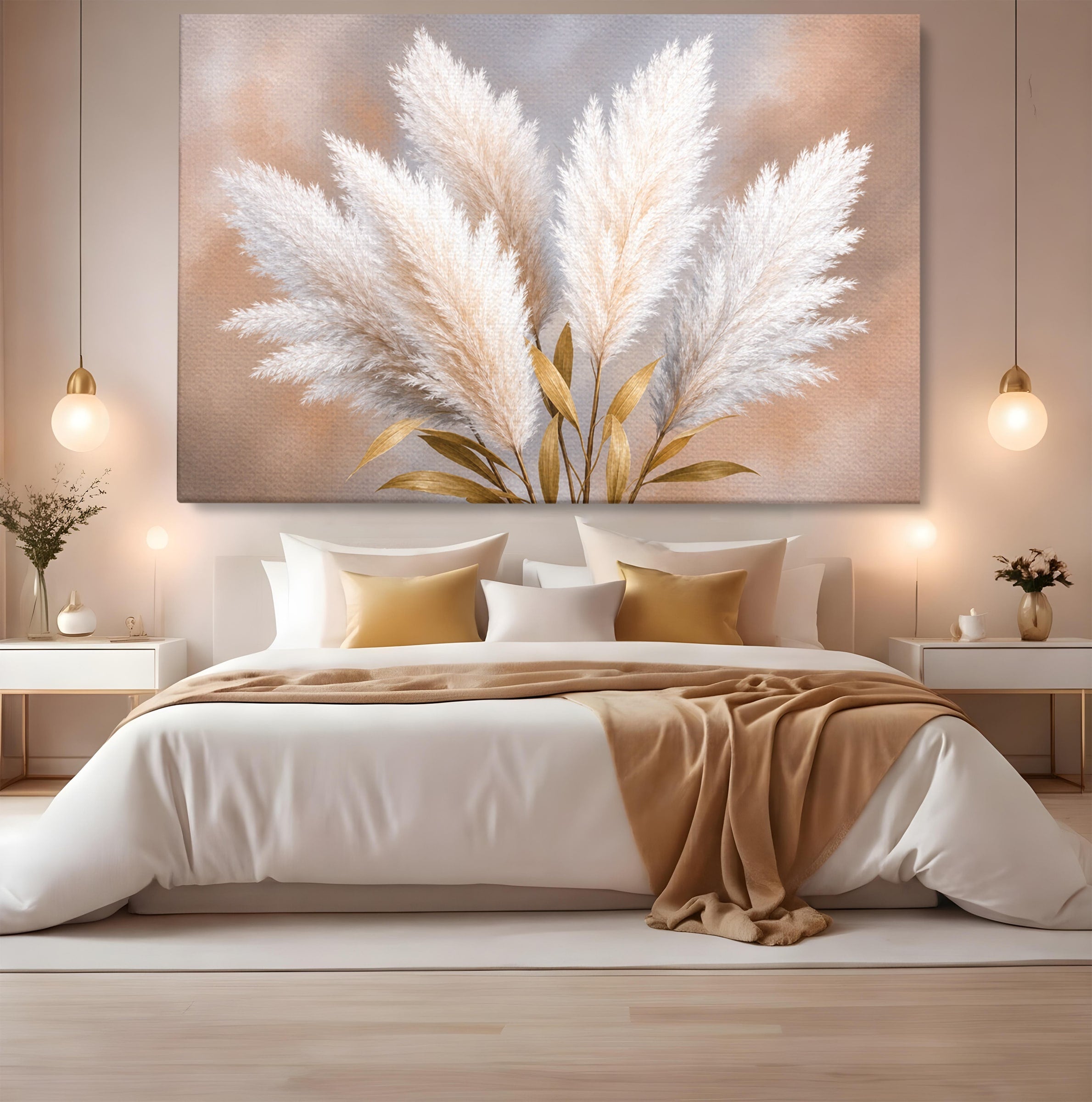 Tablou Canvas Premium LuxCanva® A1889, Pene De Pampas, Pene, Pampas, Natura, Eleganta, Living, Dormitor, Culori Vibrante