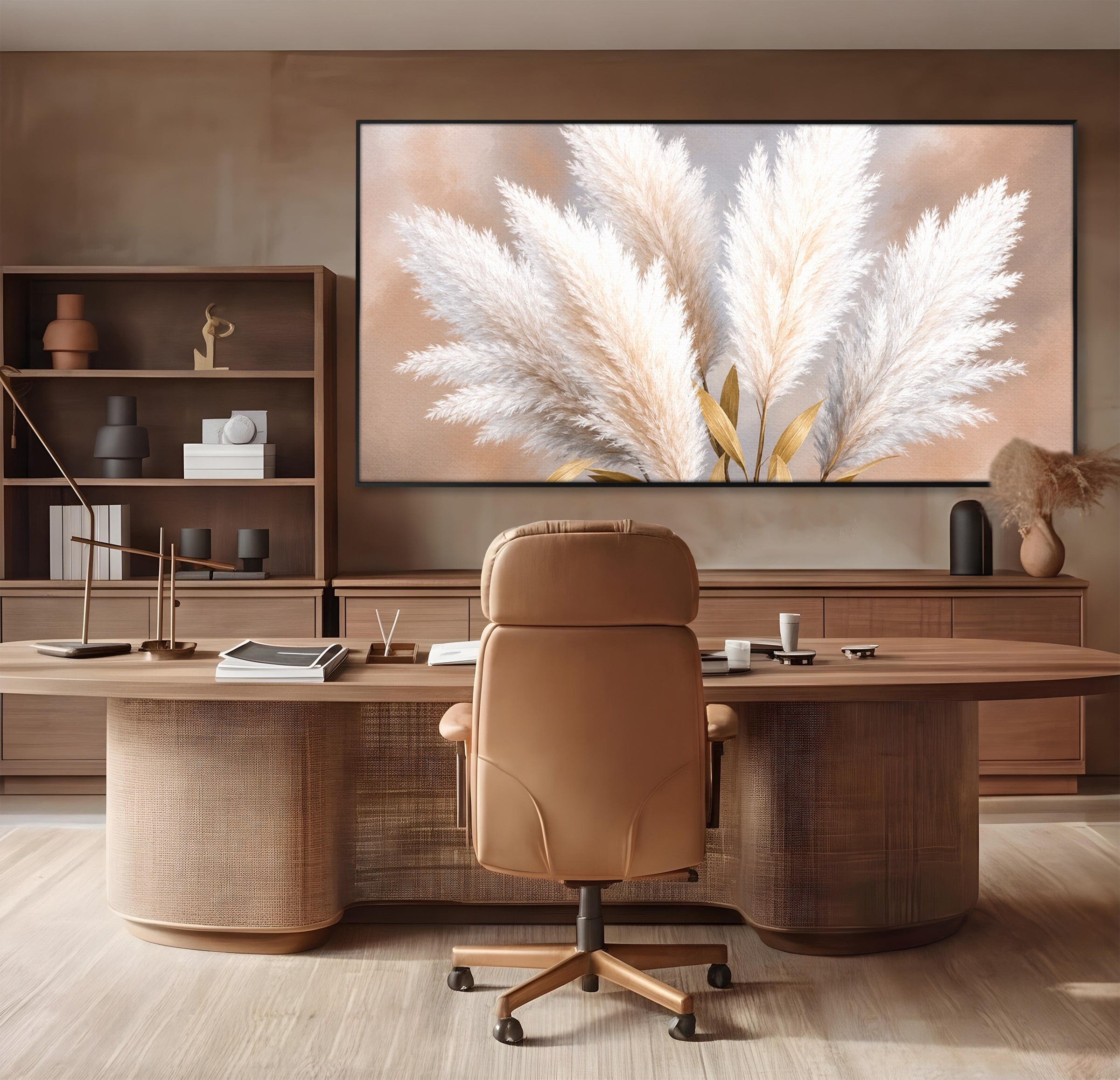 Tablou Canvas Premium LuxCanva® A1889, Pene De Pampas, Pene, Pampas, Natura, Eleganta, Living, Dormitor, Culori Vibrante