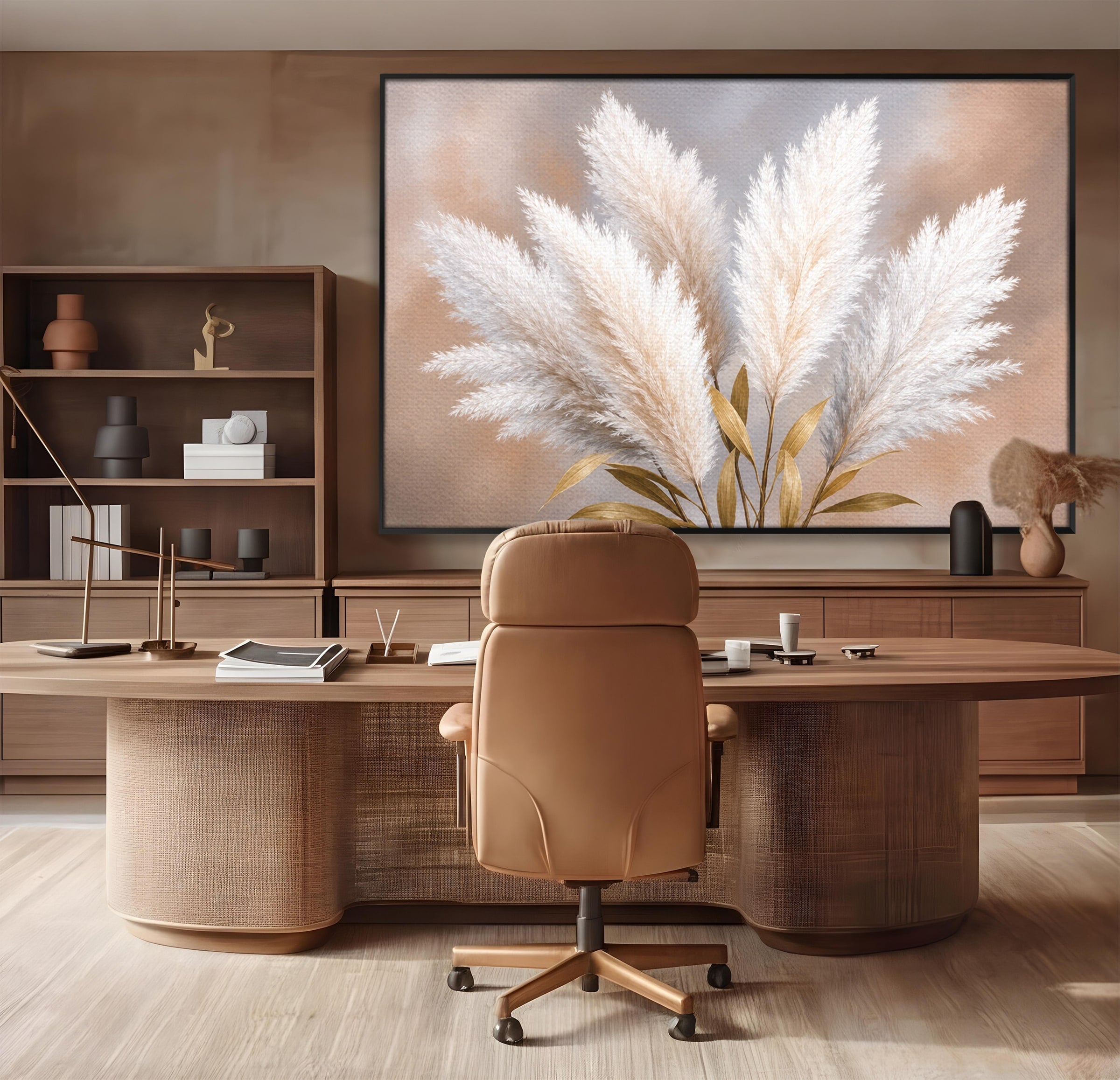 Tablou Canvas Premium LuxCanva® A1889, Pene De Pampas, Pene, Pampas, Natura, Eleganta, Living, Dormitor, Culori Vibrante