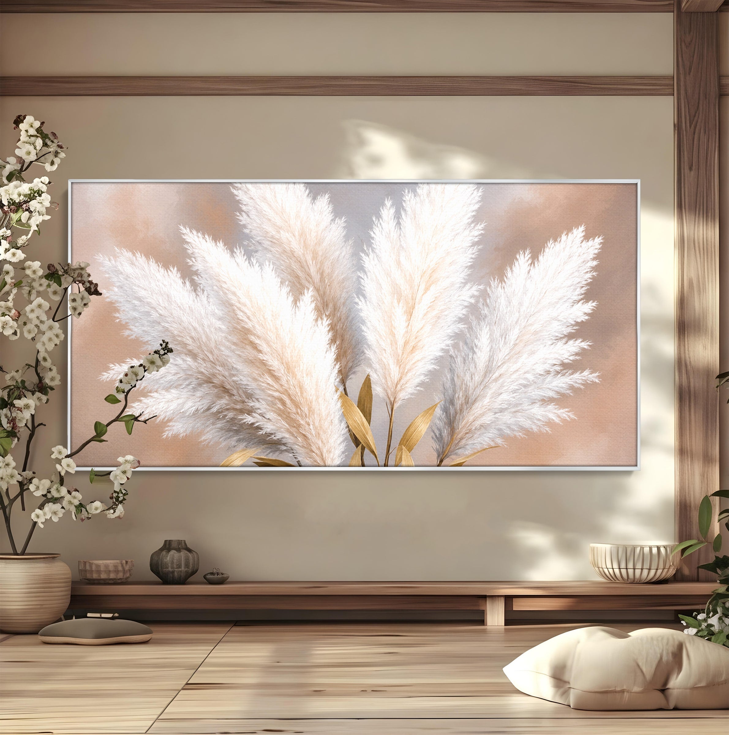 Tablou Canvas Premium LuxCanva® A1889, Pene De Pampas, Pene, Pampas, Natura, Eleganta, Living, Dormitor, Culori Vibrante
