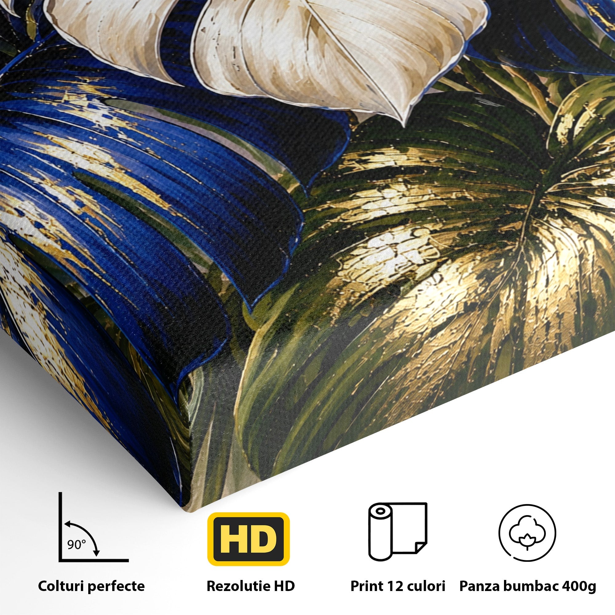 Tablou Canvas Premium LuxCanva® A1890, Frunze Tropicale Luxuriante, Frunze, Tropical, Natura, Exotic, Living, Culori Vibrante