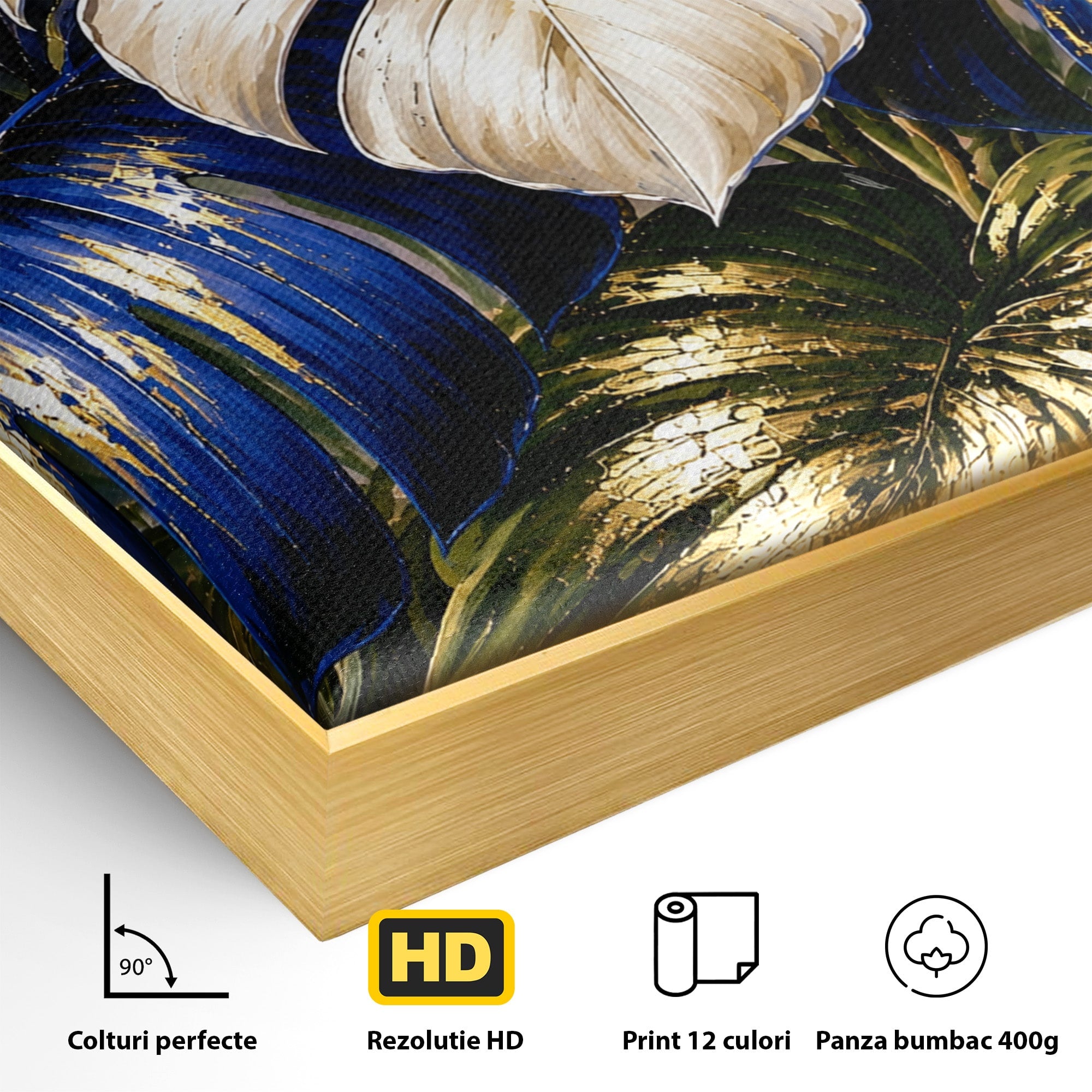 Tablou Canvas Premium LuxCanva® A1890, Frunze Tropicale Luxuriante, Frunze, Tropical, Natura, Exotic, Living, Culori Vibrante