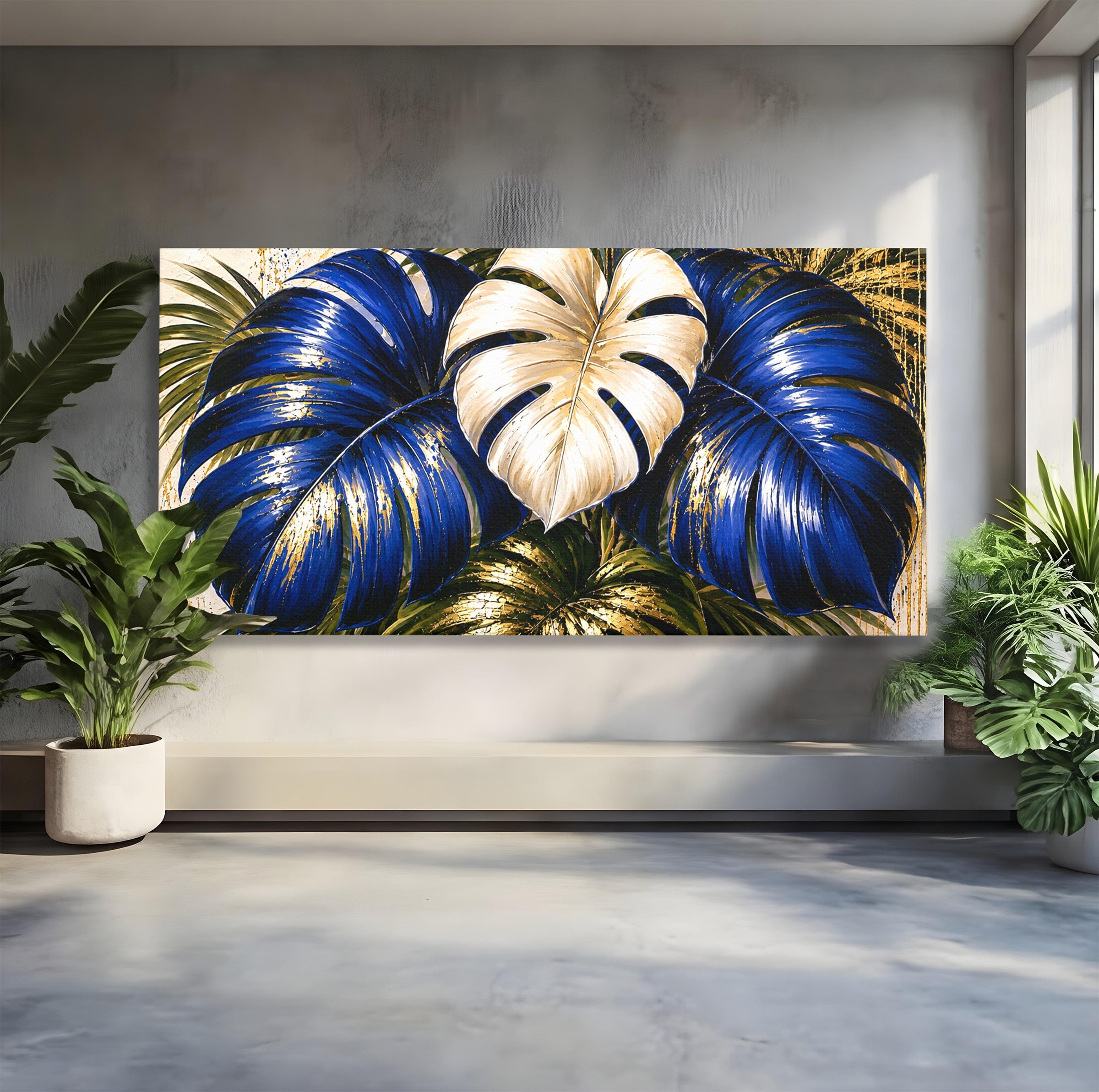 Tablou Canvas Premium LuxCanva® A1890, Frunze Tropicale Luxuriante, Frunze, Tropical, Natura, Exotic, Living, Culori Vibrante