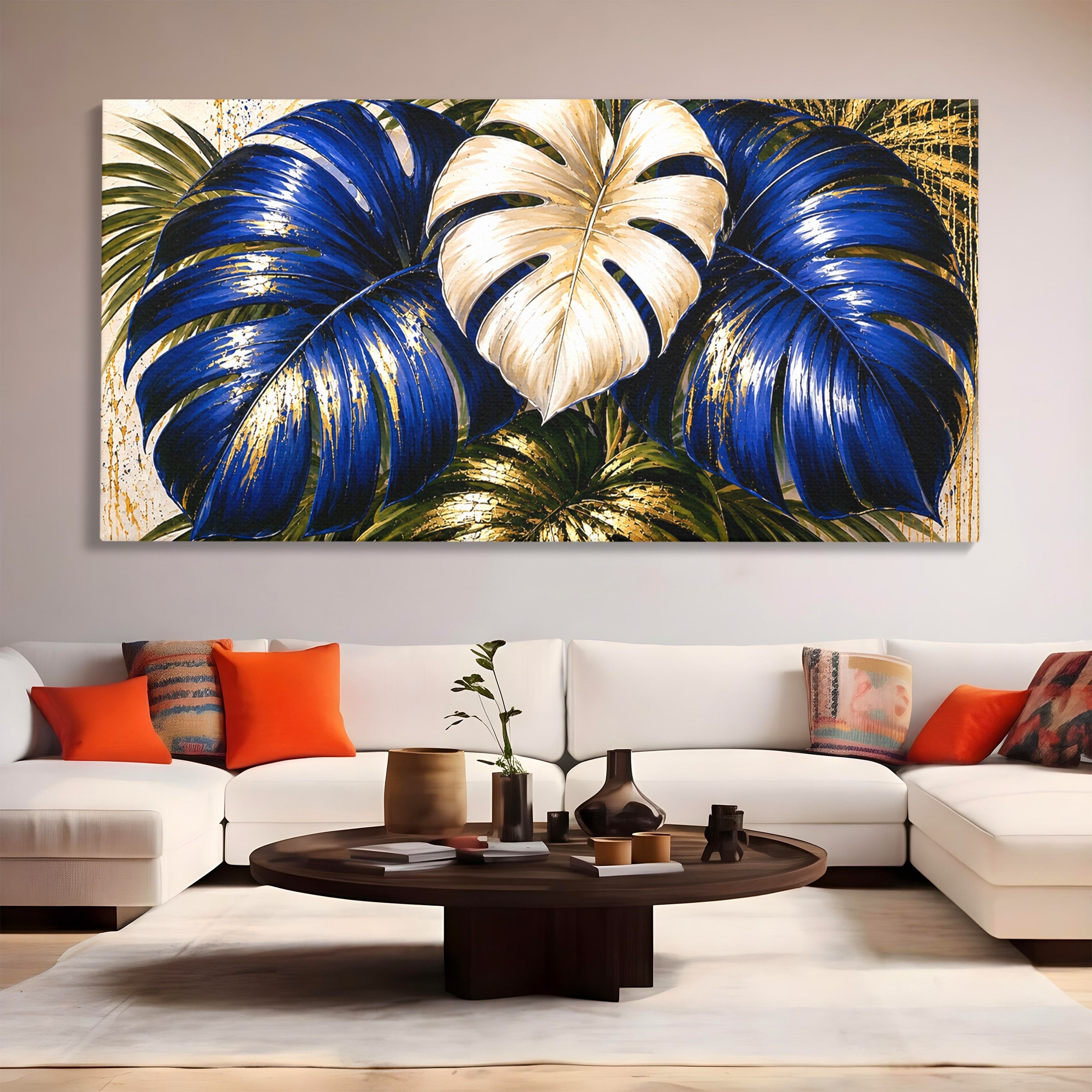 Tablou Canvas Premium LuxCanva® A1890, Frunze Tropicale Luxuriante, Frunze, Tropical, Natura, Exotic, Living, Culori Vibrante