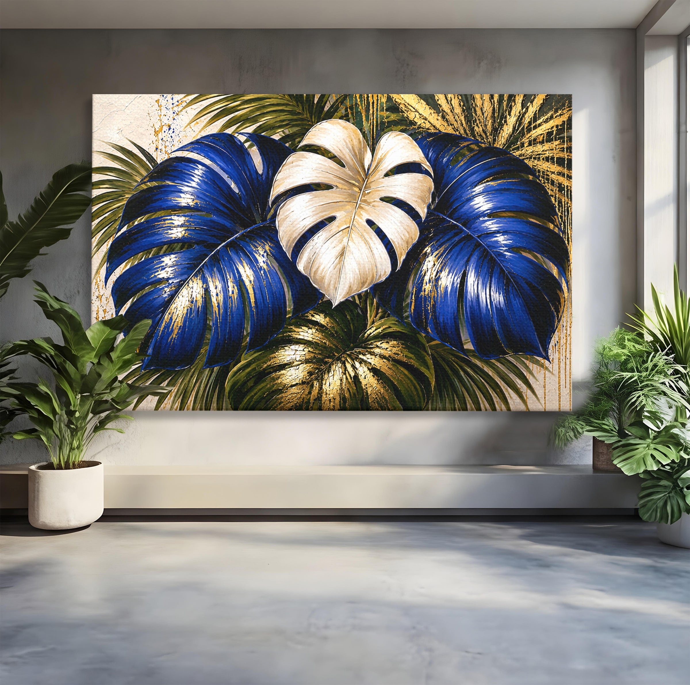 Tablou Canvas Premium LuxCanva® A1890, Frunze Tropicale Luxuriante, Frunze, Tropical, Natura, Exotic, Living, Culori Vibrante