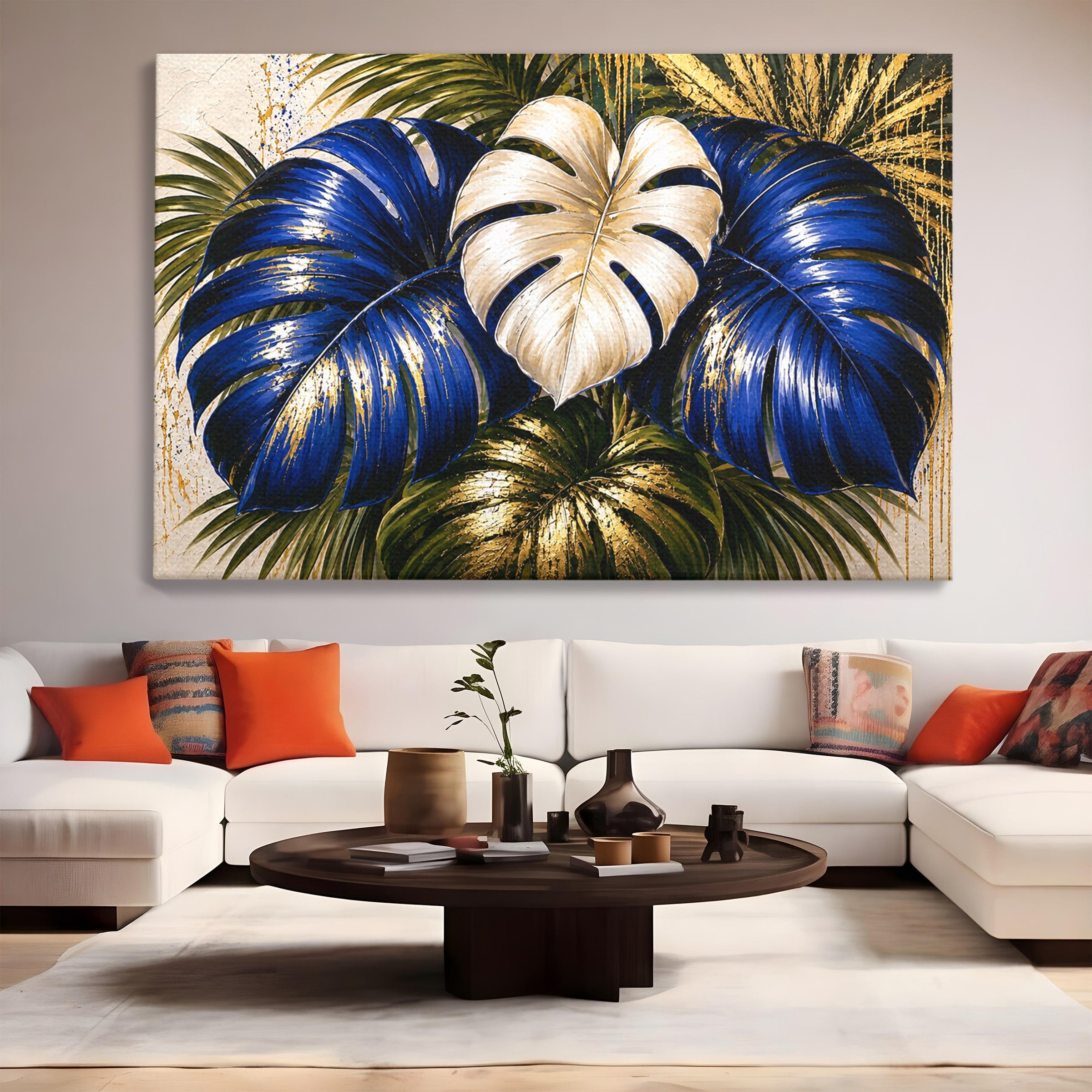 Tablou Canvas Premium LuxCanva® A1890, Frunze Tropicale Luxuriante, Frunze, Tropical, Natura, Exotic, Living, Culori Vibrante