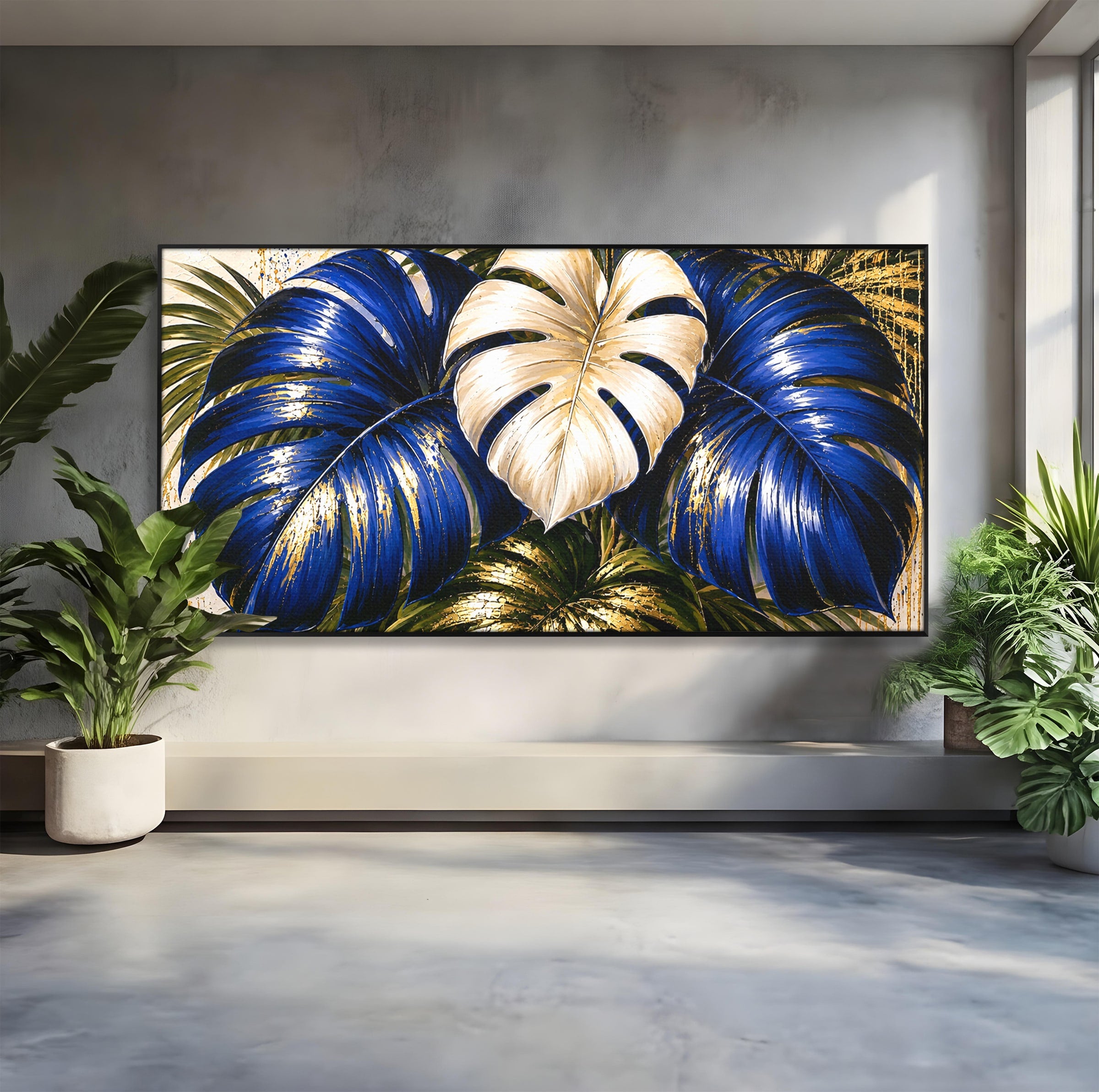 Tablou Canvas Premium LuxCanva® A1890, Frunze Tropicale Luxuriante, Frunze, Tropical, Natura, Exotic, Living, Culori Vibrante
