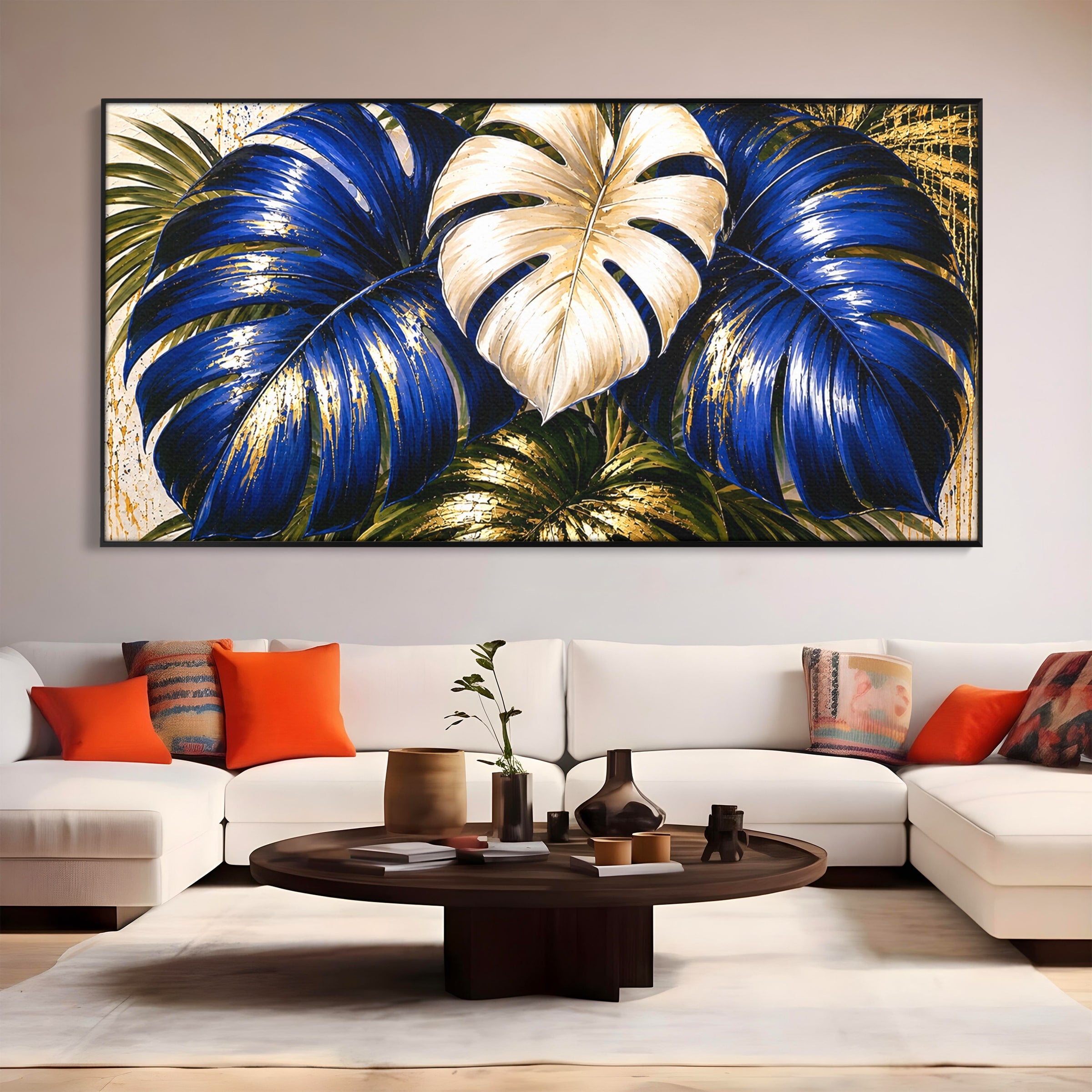 Tablou Canvas Premium LuxCanva® A1890, Frunze Tropicale Luxuriante, Frunze, Tropical, Natura, Exotic, Living, Culori Vibrante