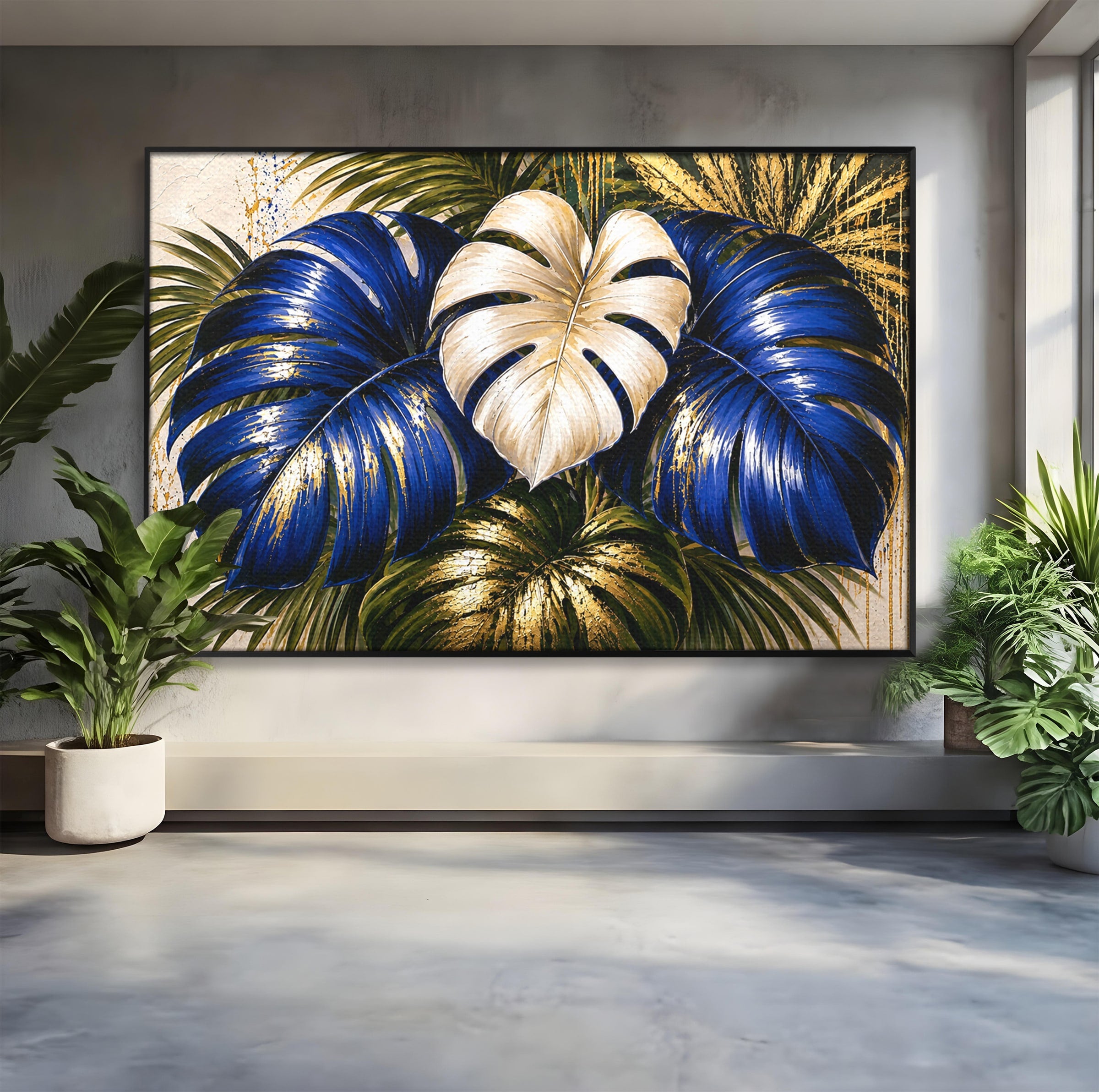 Tablou Canvas Premium LuxCanva® A1890, Frunze Tropicale Luxuriante, Frunze, Tropical, Natura, Exotic, Living, Culori Vibrante