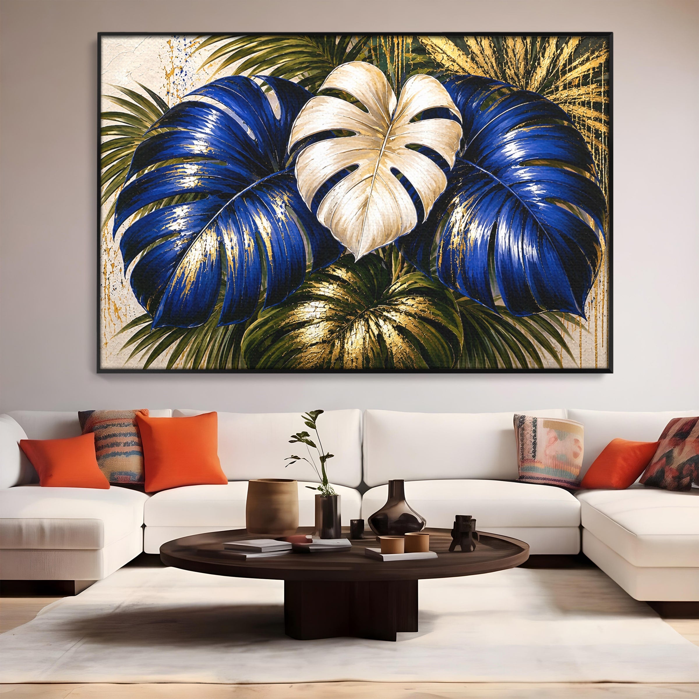 Tablou Canvas Premium LuxCanva® A1890, Frunze Tropicale Luxuriante, Frunze, Tropical, Natura, Exotic, Living, Culori Vibrante